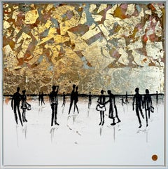With you by my Side -  Gold Leaf Contemporary abstract family painting
