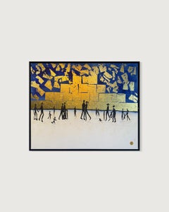 Io e te ci apparteniamo - Quadro di famiglia astratto contemporaneo a foglia d'oro