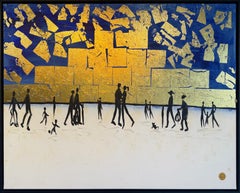 You and me we belong to be - Gold Leaf Contemporary abstract family painting