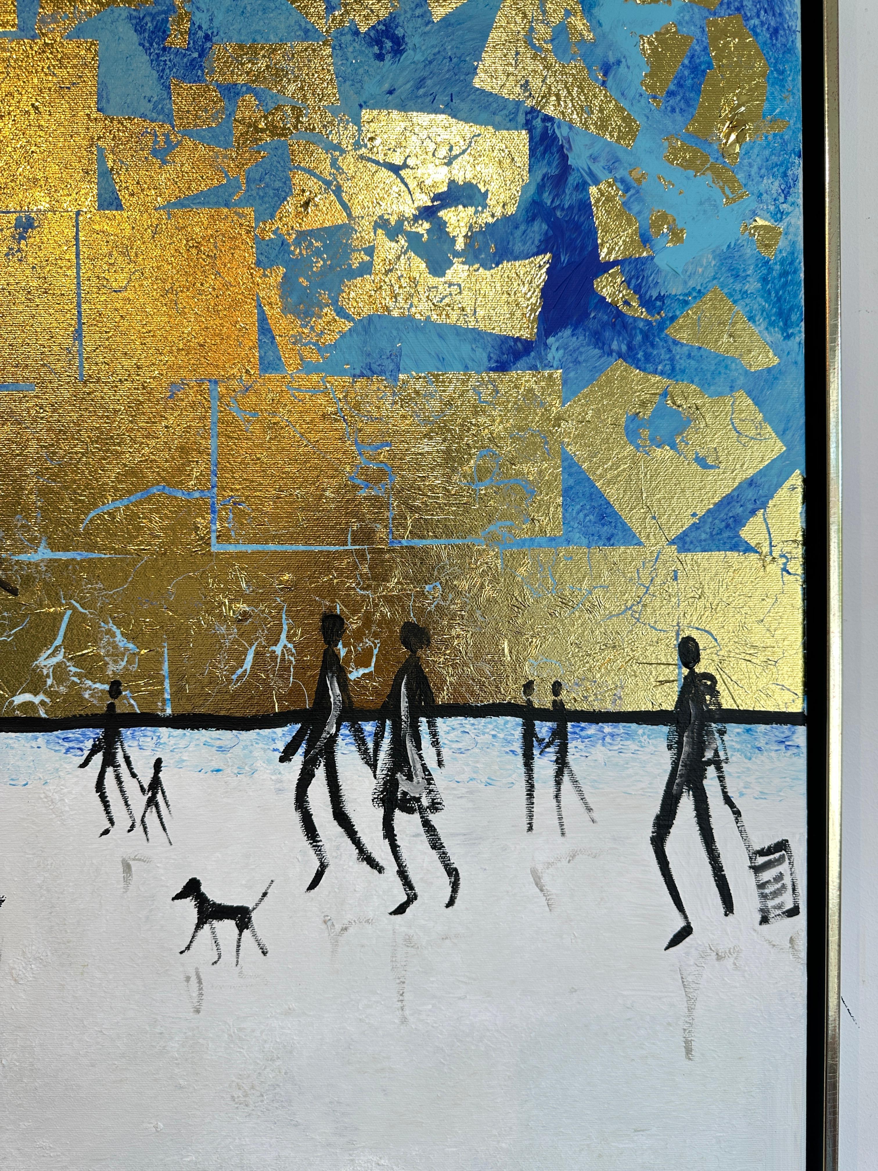 Tu es mon rayon de soleil -  Gold Leaf Peinture familiale abstraite contemporaine 8