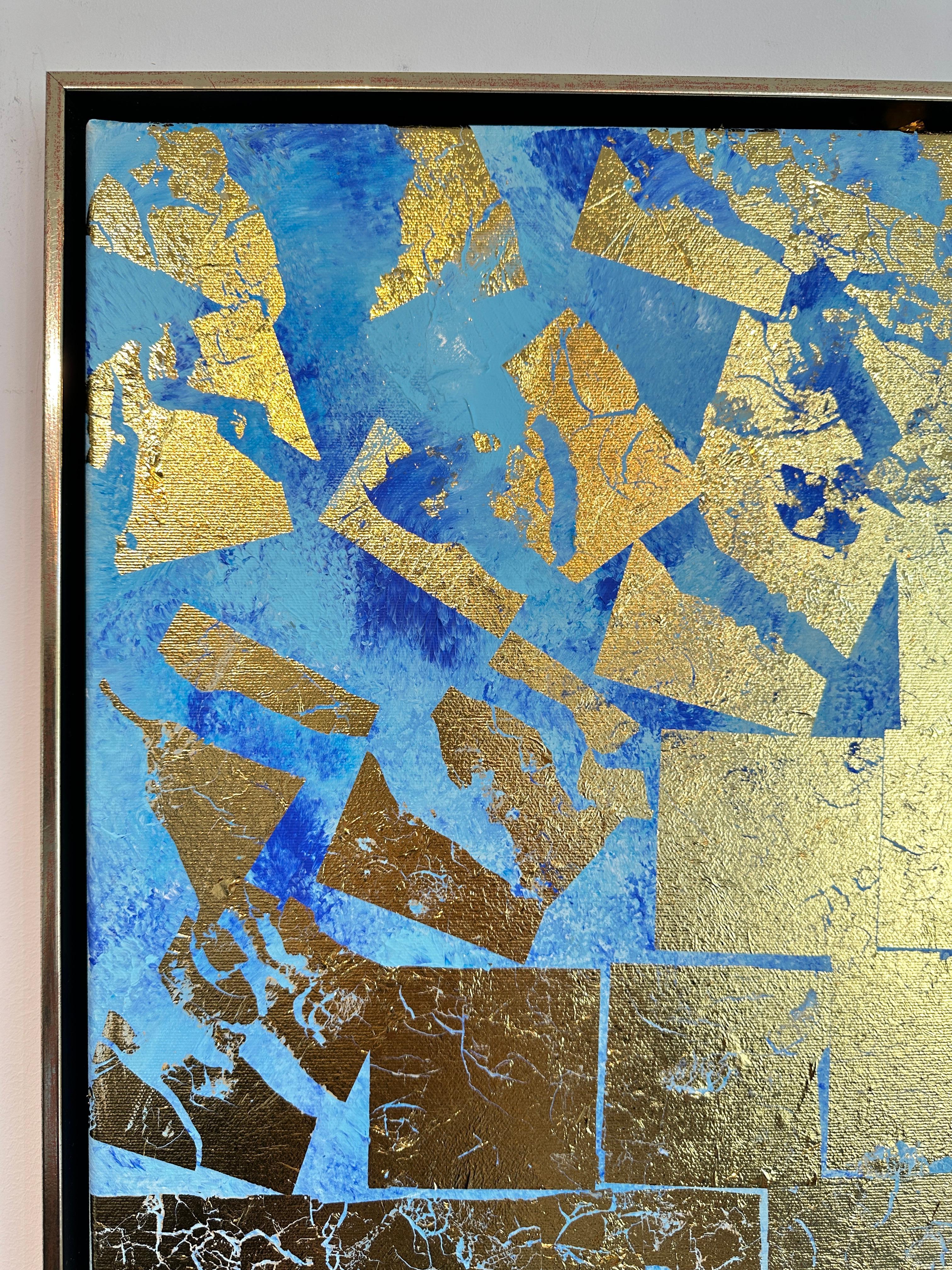 Tu es mon rayon de soleil -  Gold Leaf Peinture familiale abstraite contemporaine 4