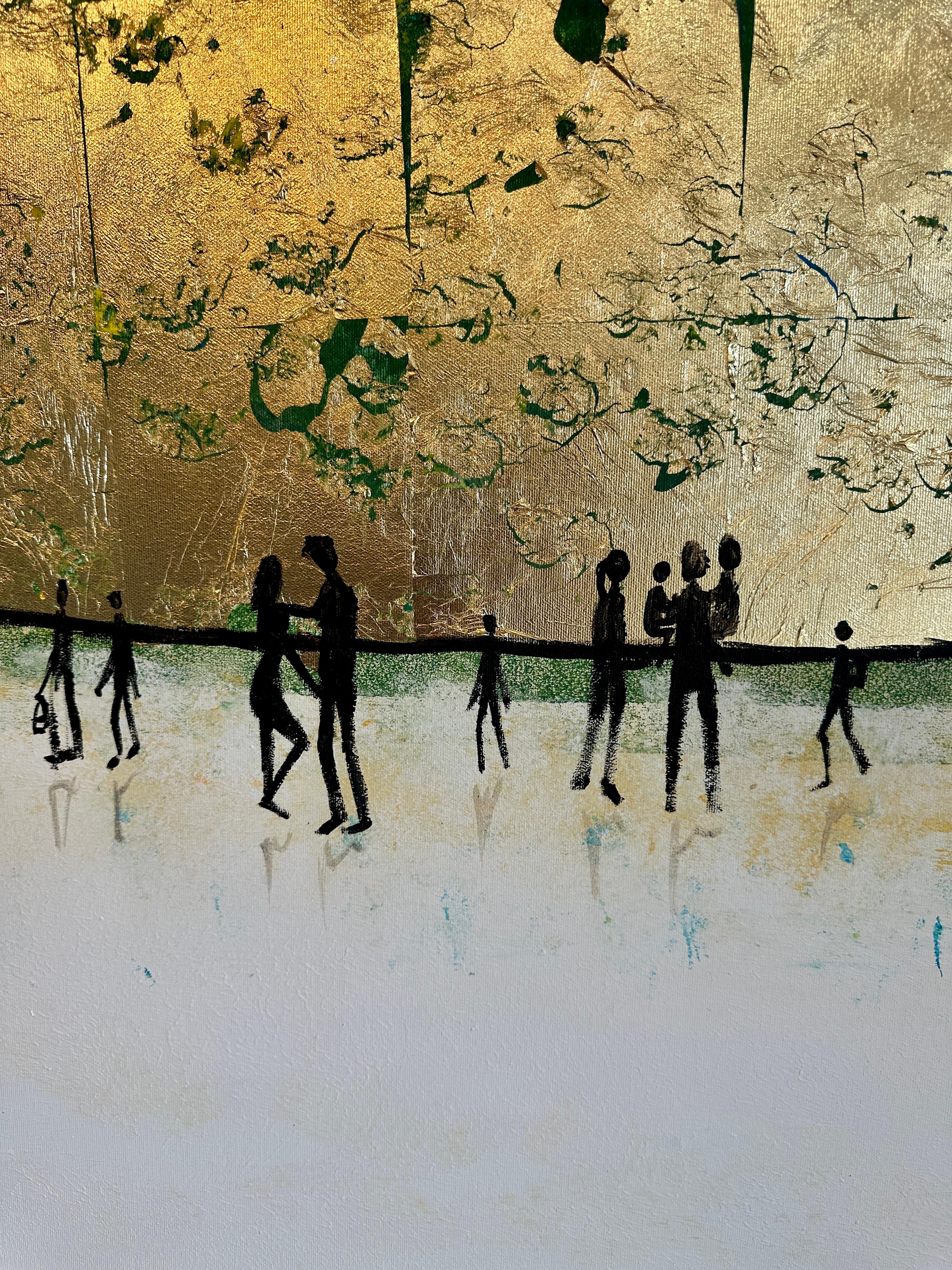 Sei il sole della mia vita - Quadro astratto contemporaneo a foglia d'oro in vendita 9