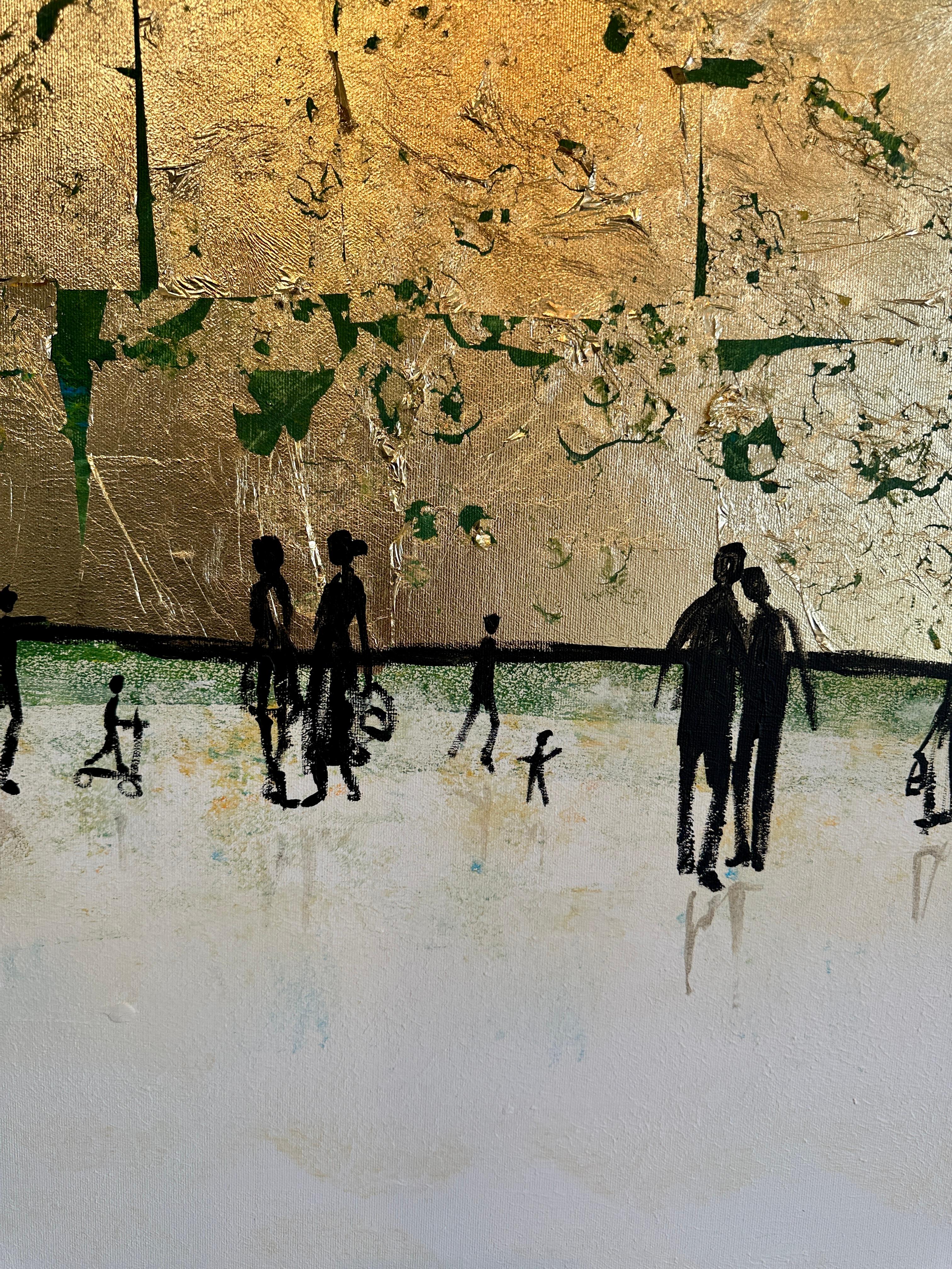 Sei il sole della mia vita - Quadro astratto contemporaneo a foglia d'oro in vendita 1