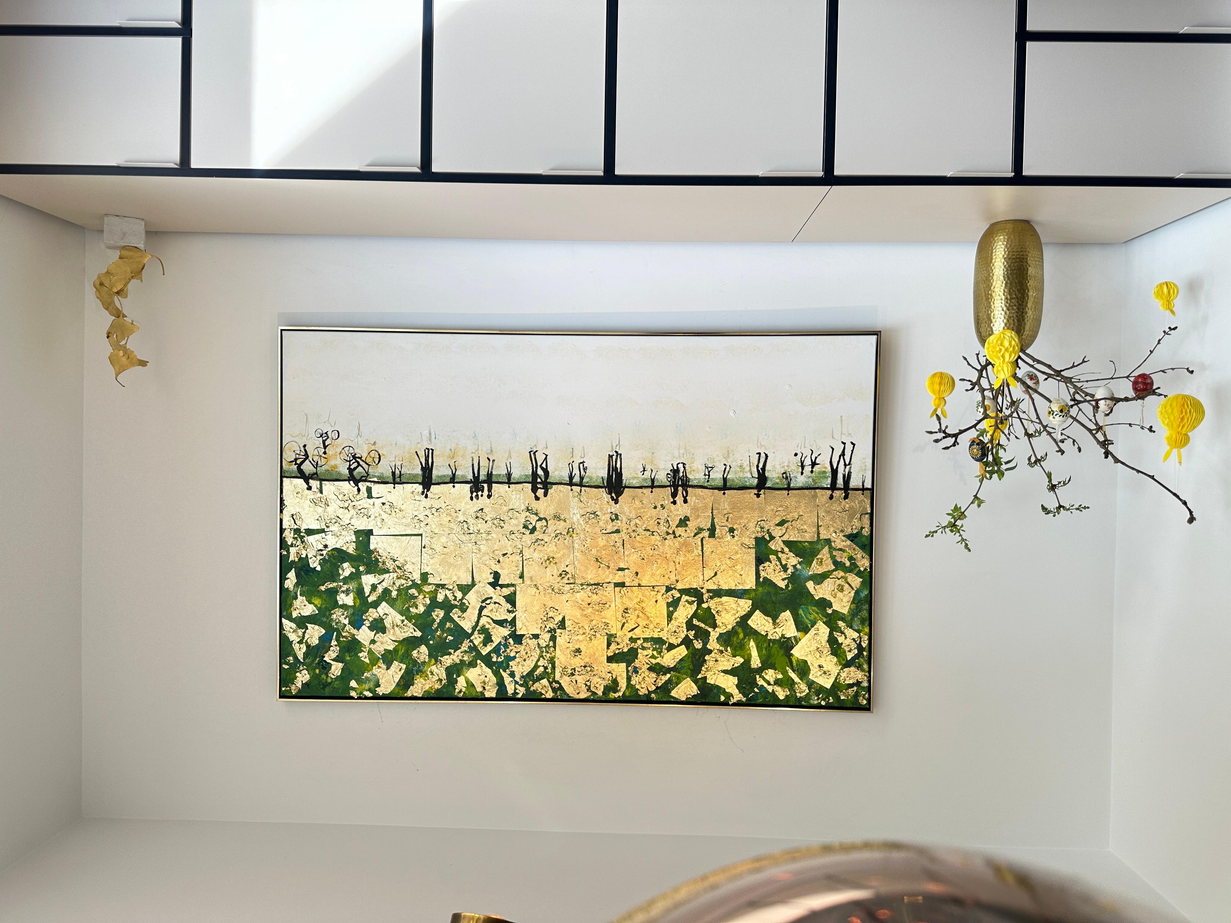 Sei il sole della mia vita - Quadro astratto contemporaneo a foglia d'oro in vendita 4