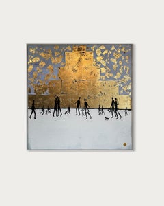 You Feel Like Home - Foglia d'oro Quadro astratto contemporaneo