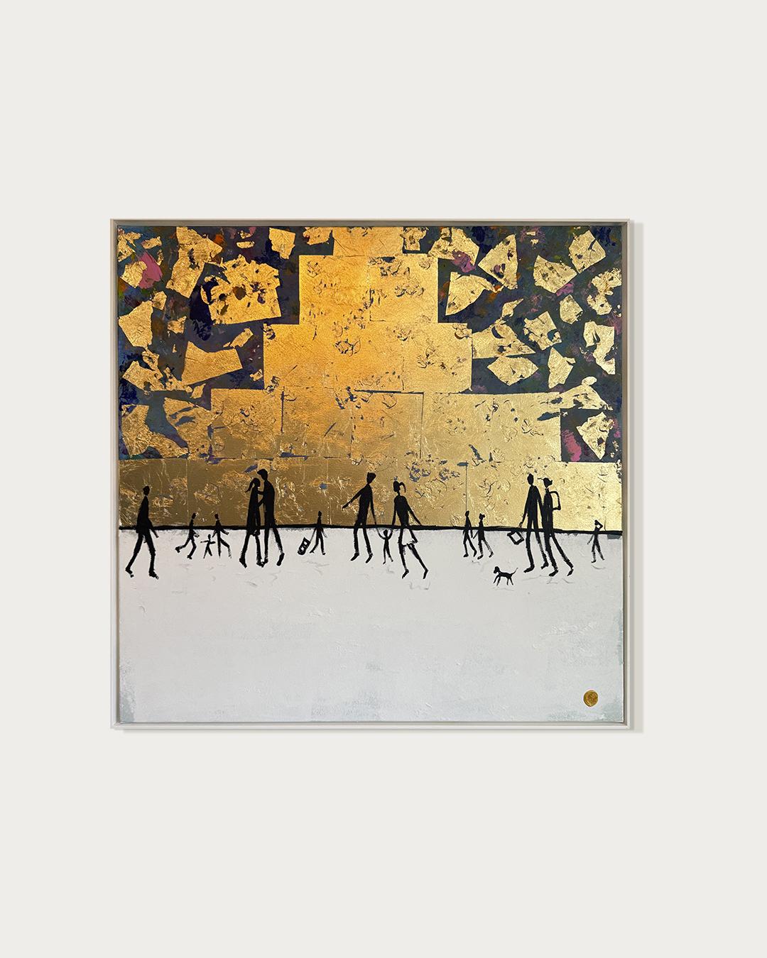 You Feel Like Home - Blattgold Zeitgenössische abstrakte Malerei im Angebot 1