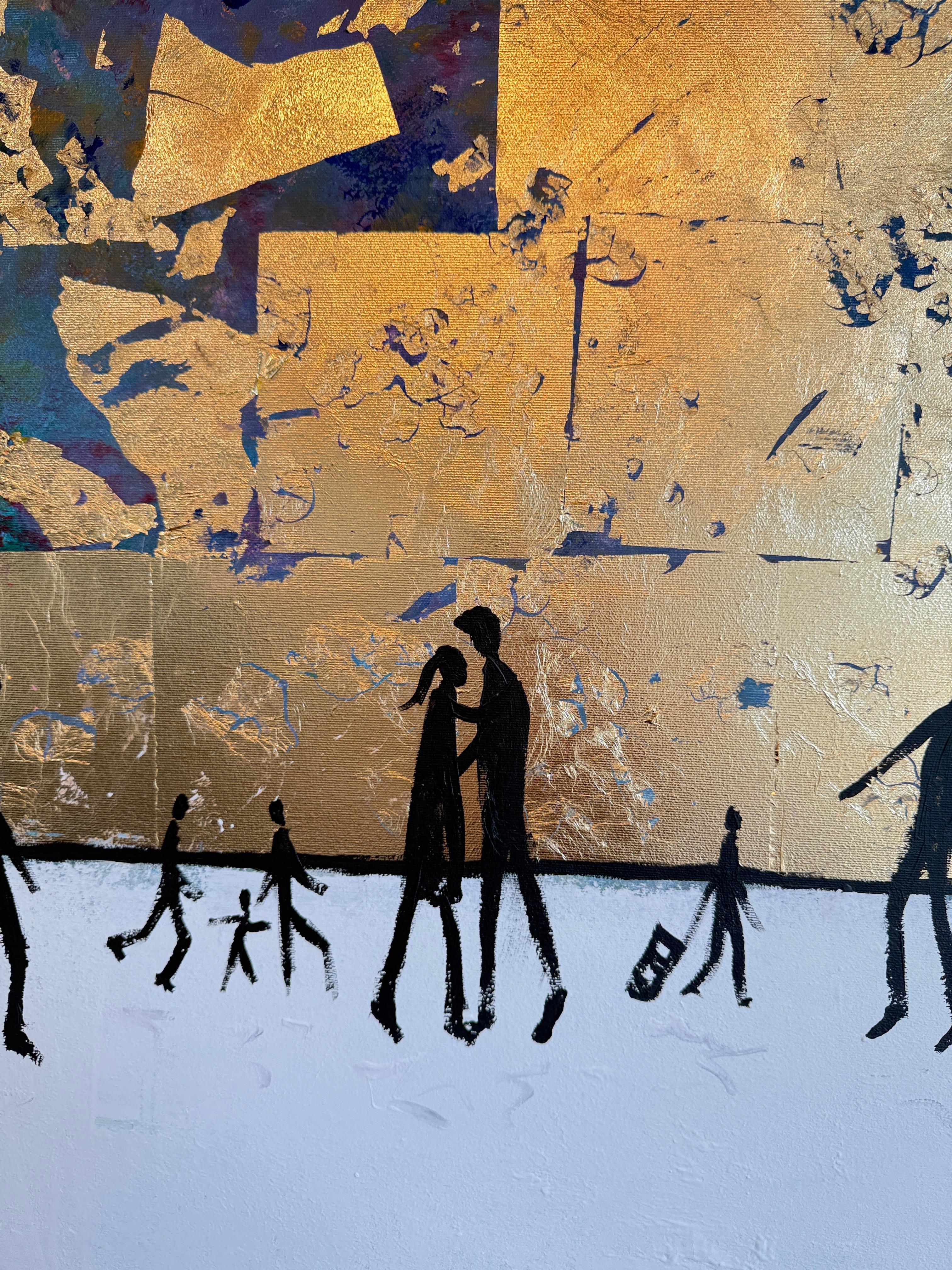 You Feel Like Home - Blattgold Zeitgenössische abstrakte Malerei im Angebot 2
