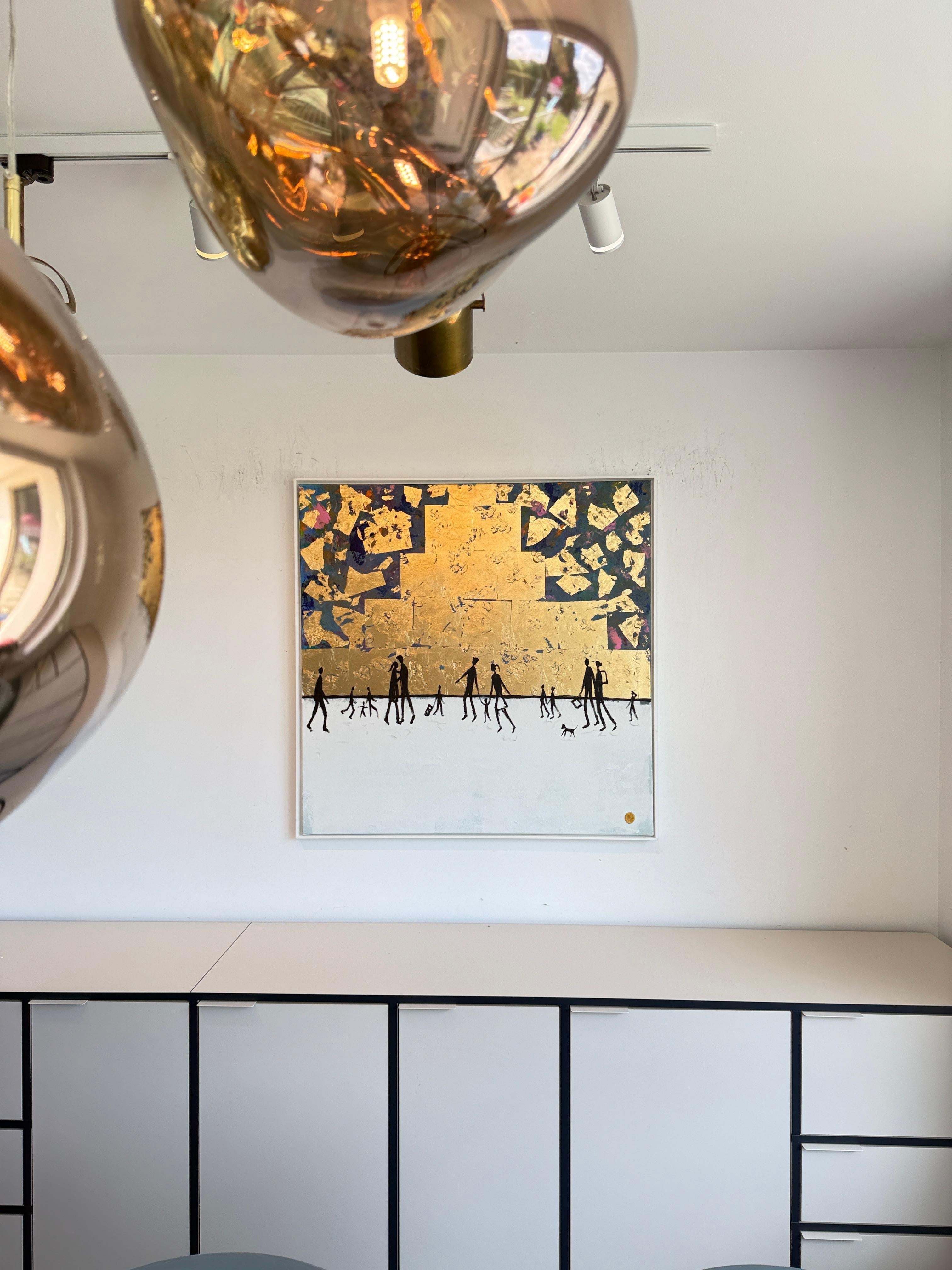 You Feel Like Home - Blattgold Zeitgenössische abstrakte Malerei im Angebot 3