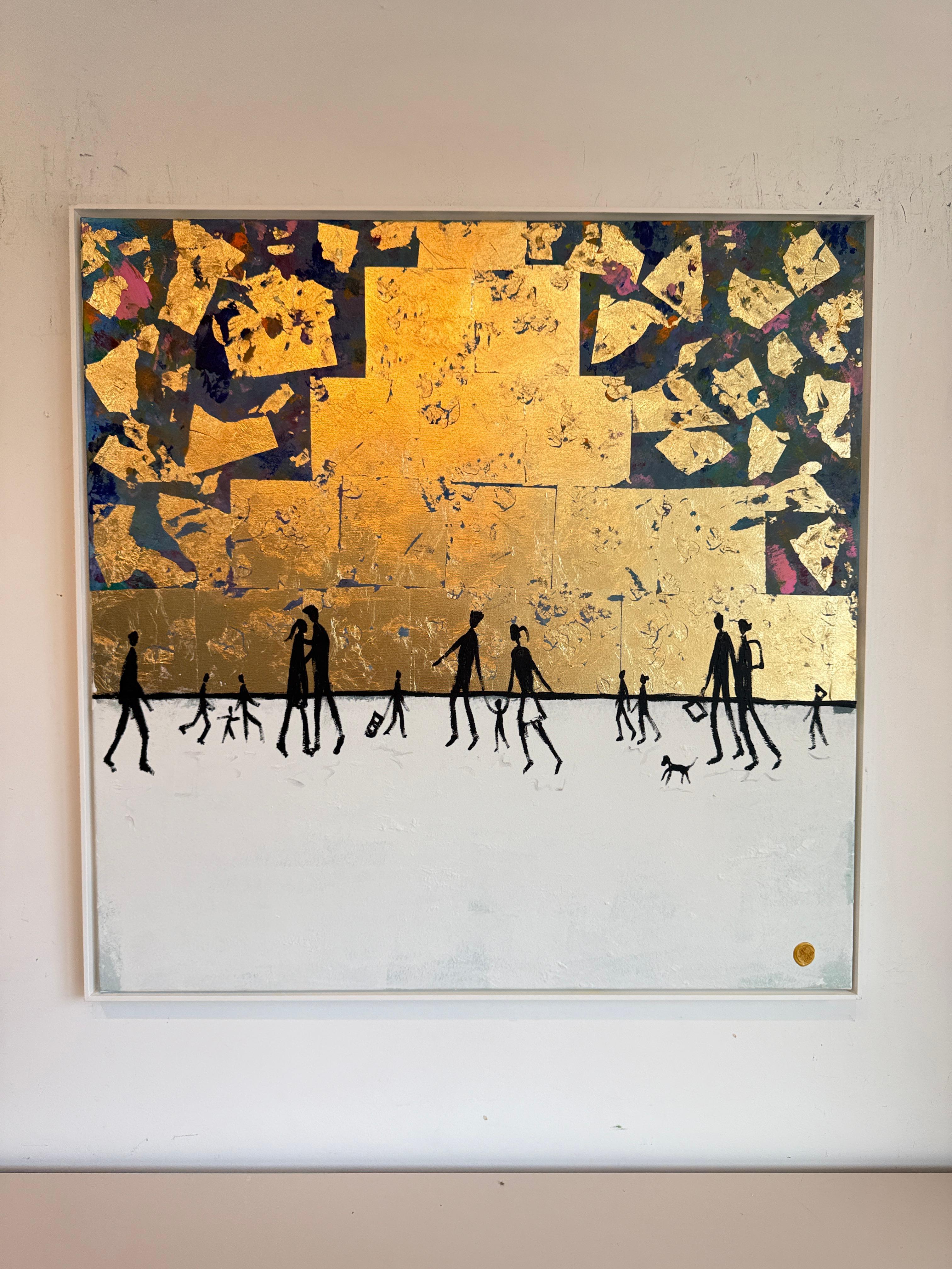 You Feel Like Home - Blattgold Zeitgenössische abstrakte Malerei im Angebot 4