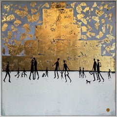You Feel Like Home - Foglia d'oro Quadro astratto contemporaneo