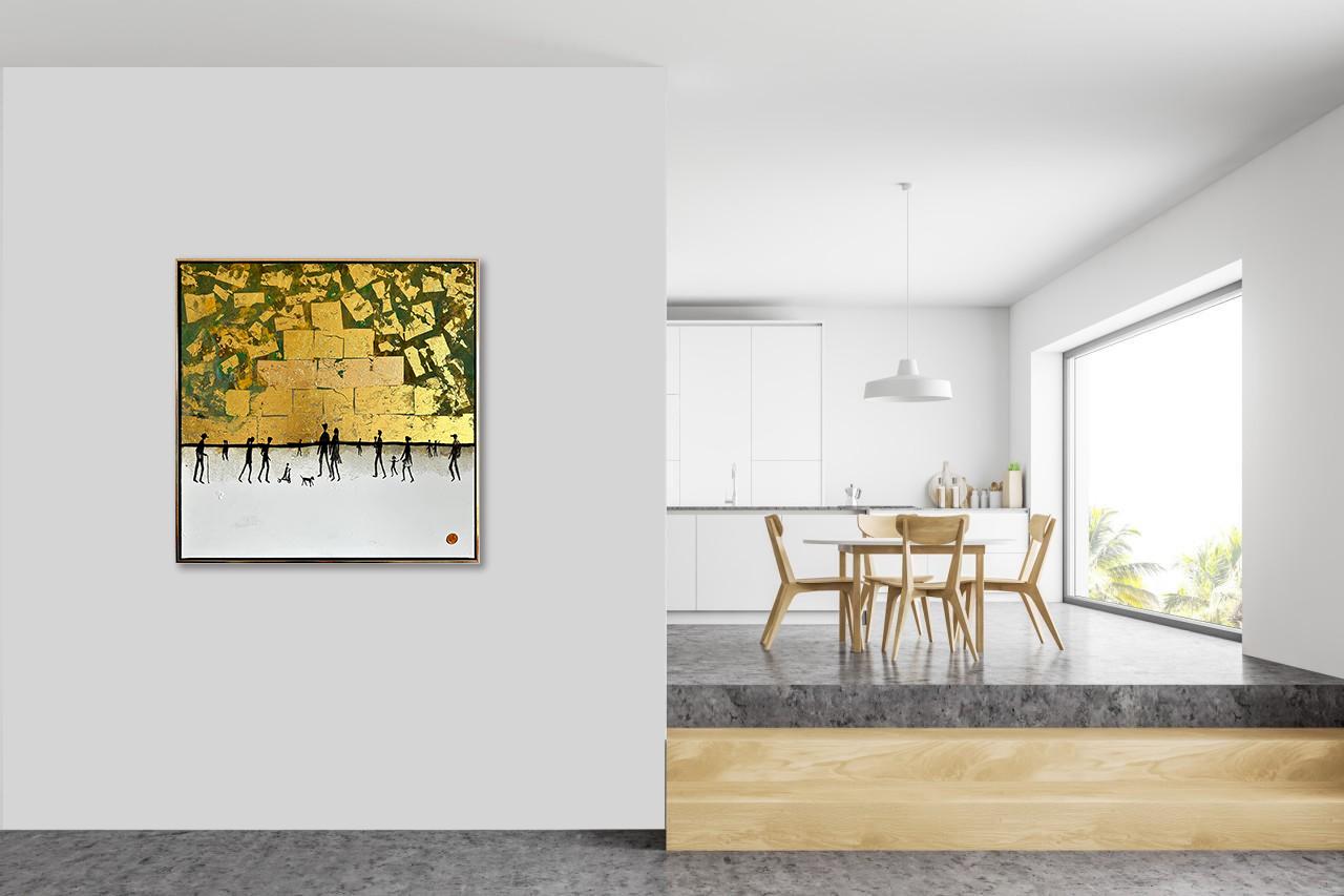 Continui a farmi sorridere -.  Foglia d'oro Quadro astratto contemporaneo di famiglia in vendita 8