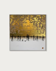 Continui a farmi sorridere -.  Foglia d'oro Quadro astratto contemporaneo di famiglia