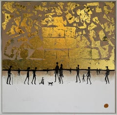 Continui a farmi sorridere -.  Foglia d'oro Quadro astratto contemporaneo di famiglia