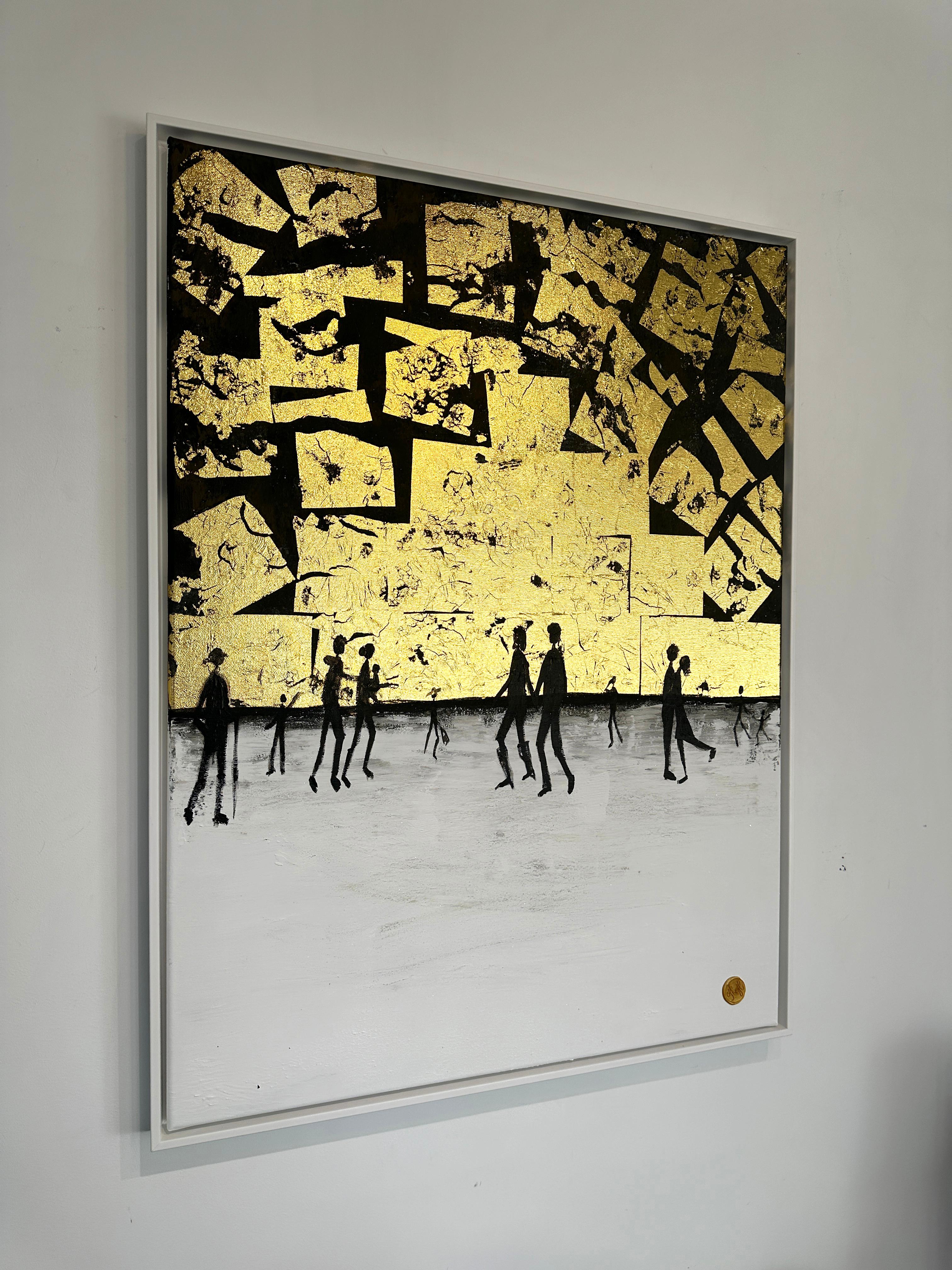 You make me complete Gold Leaf Contemporary abstract family painting For Sale 6