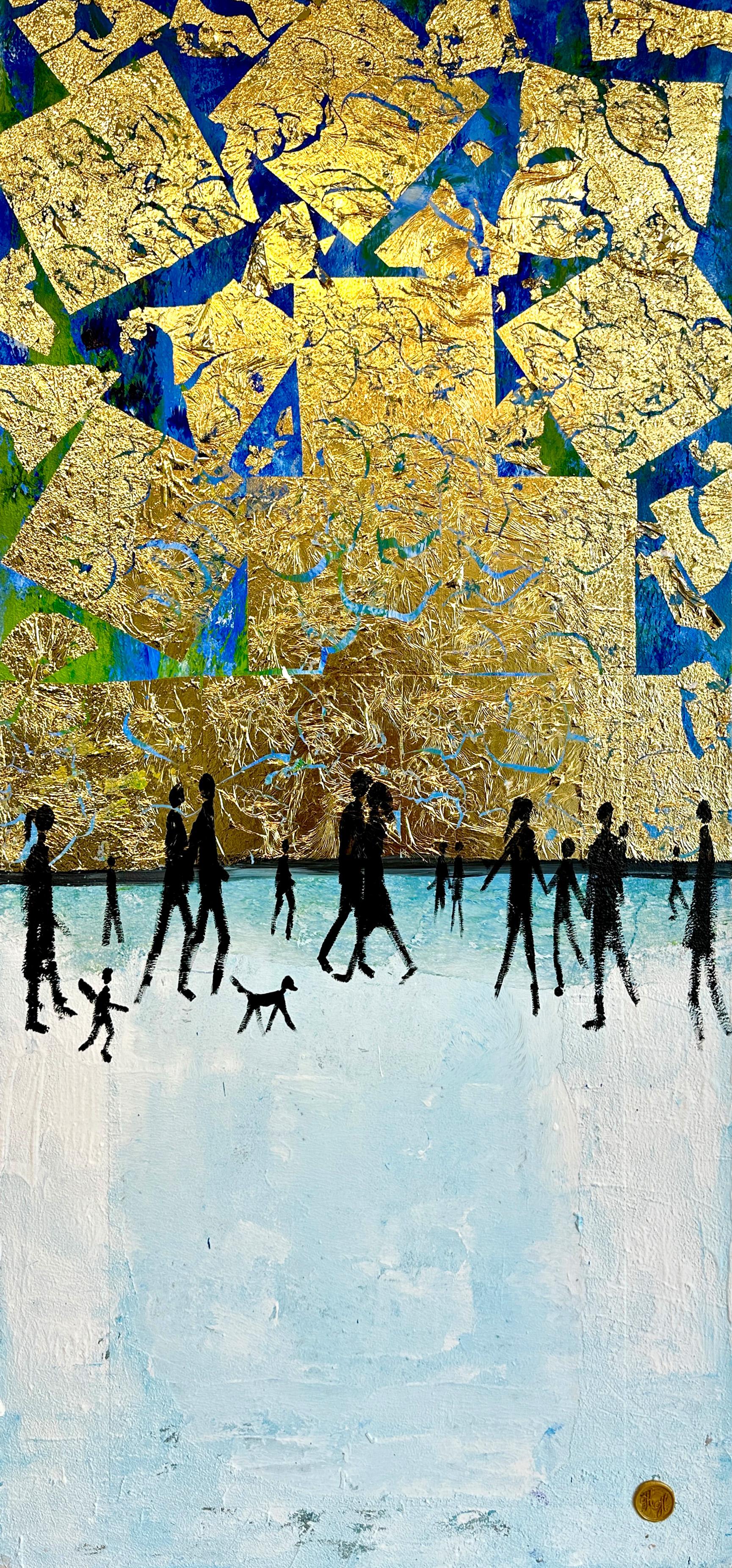 You make me feel Complete - Gold Leaf Contemporary abstract family painting - Painting by Katharina Hormel