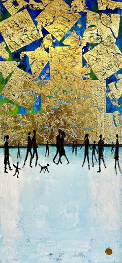 You make me feel Complete - Gold Leaf Contemporary abstract family painting