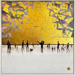 Your Hand in Mine - Gold Leaf Contemporary abstract family painting