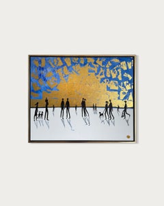 Your hand in mine- Gold Leaf Contemporary family painting