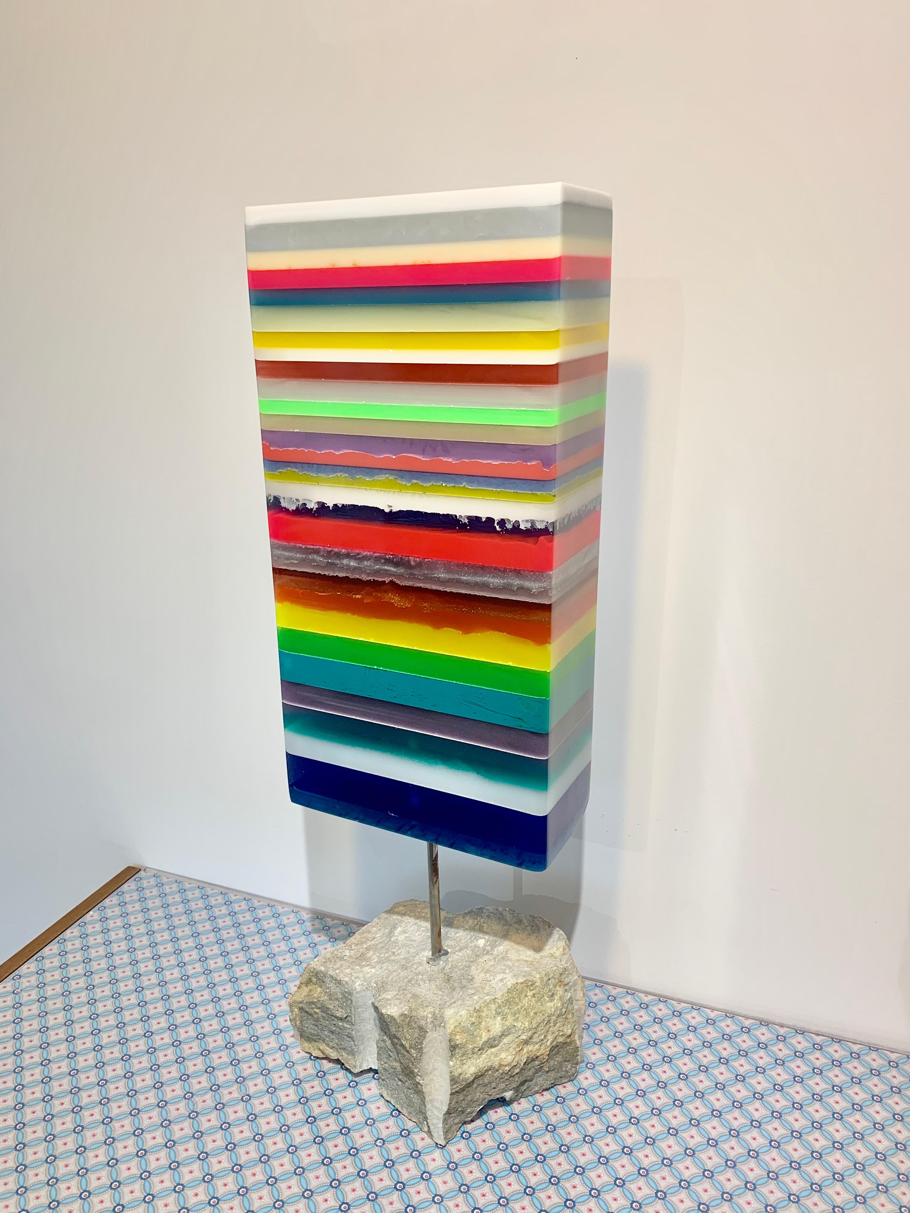 Setting Sail Katharina Hormel- Contemporary striped, rotating epoxy sculpture  For Sale 7