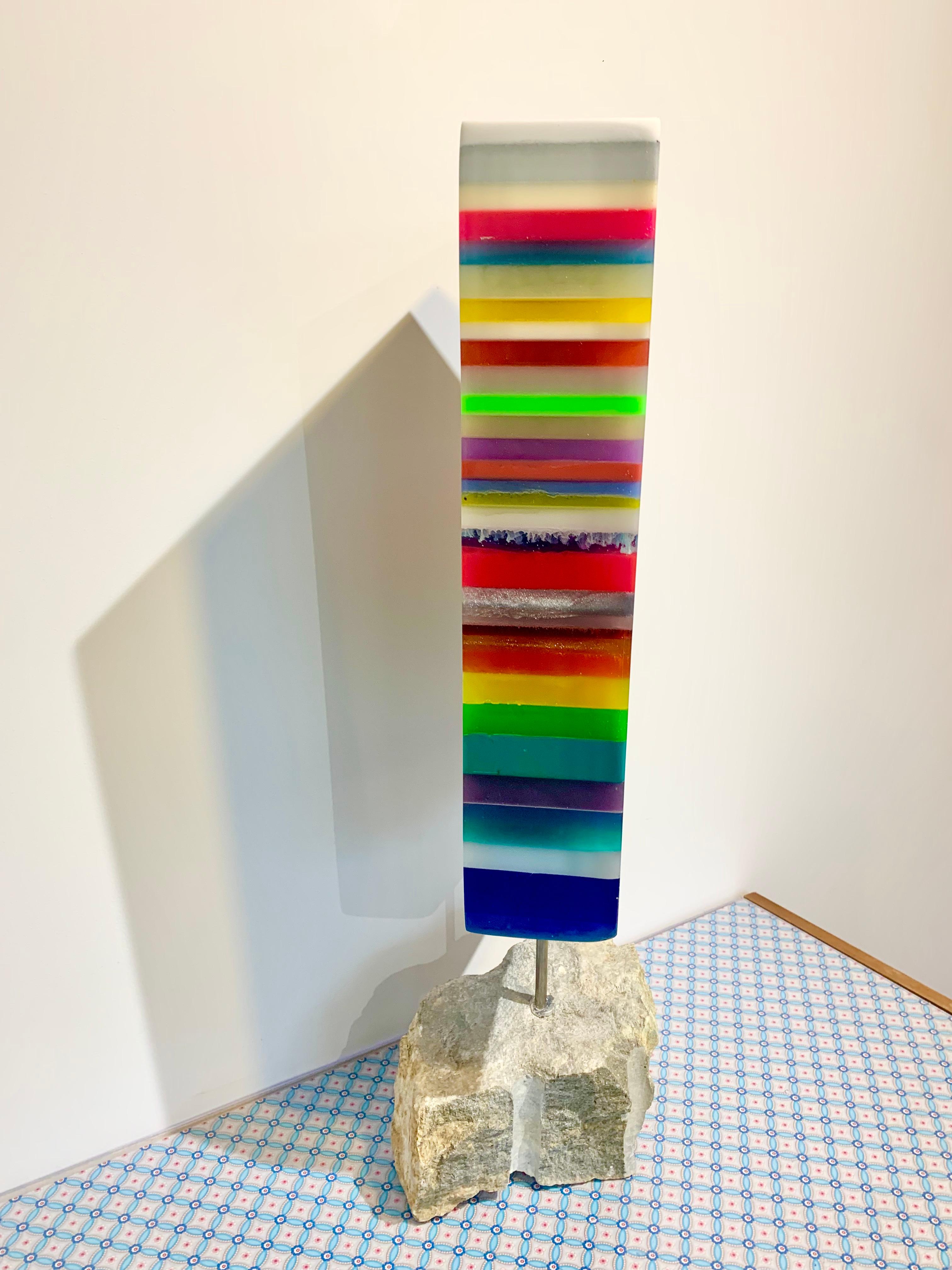 Setting Sail Katharina Hormel- Contemporary striped, rotating epoxy sculpture  For Sale 2