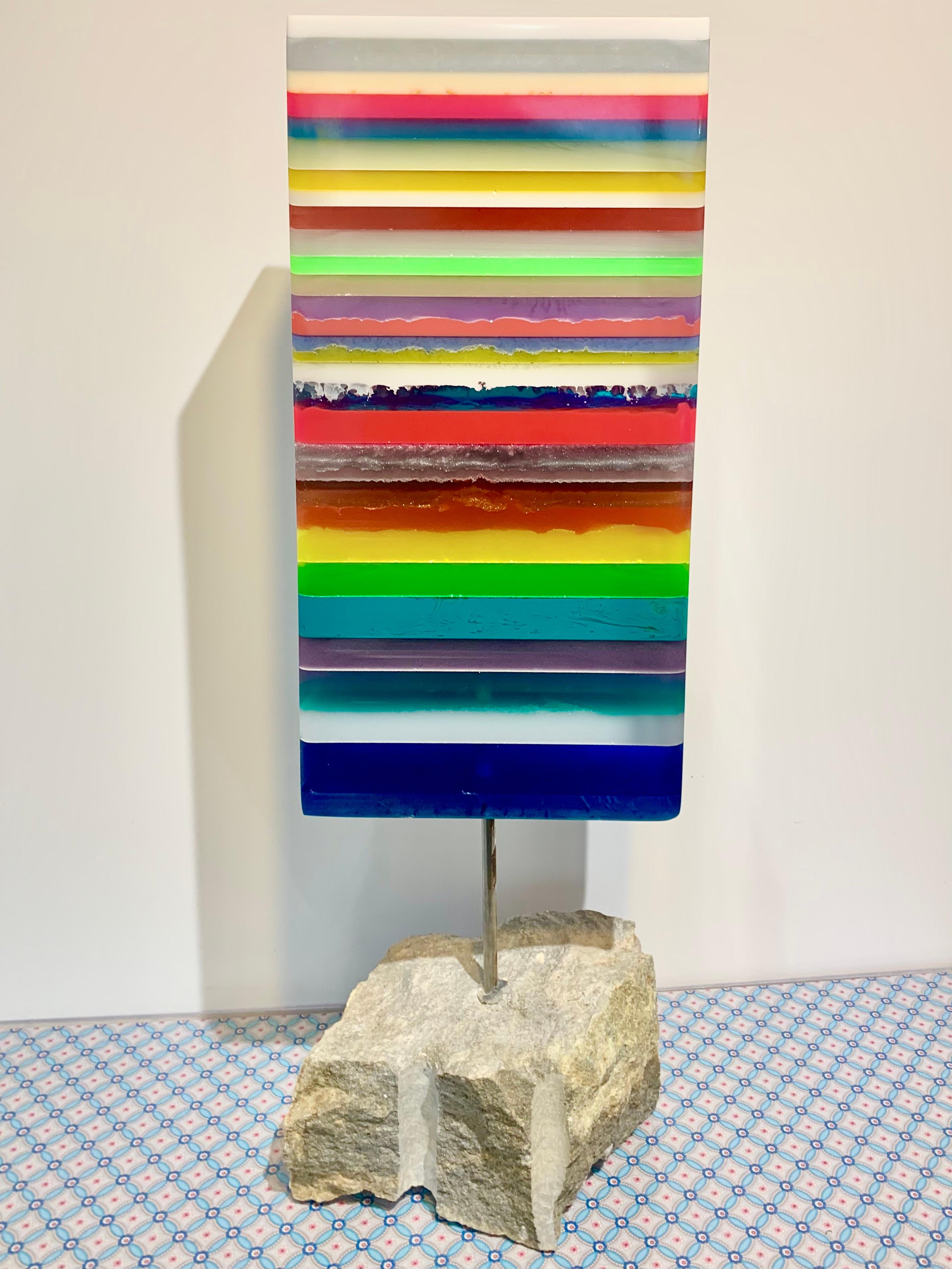 Setting Sail Katharina Hormel- Contemporary striped, rotating epoxy sculpture  For Sale 3