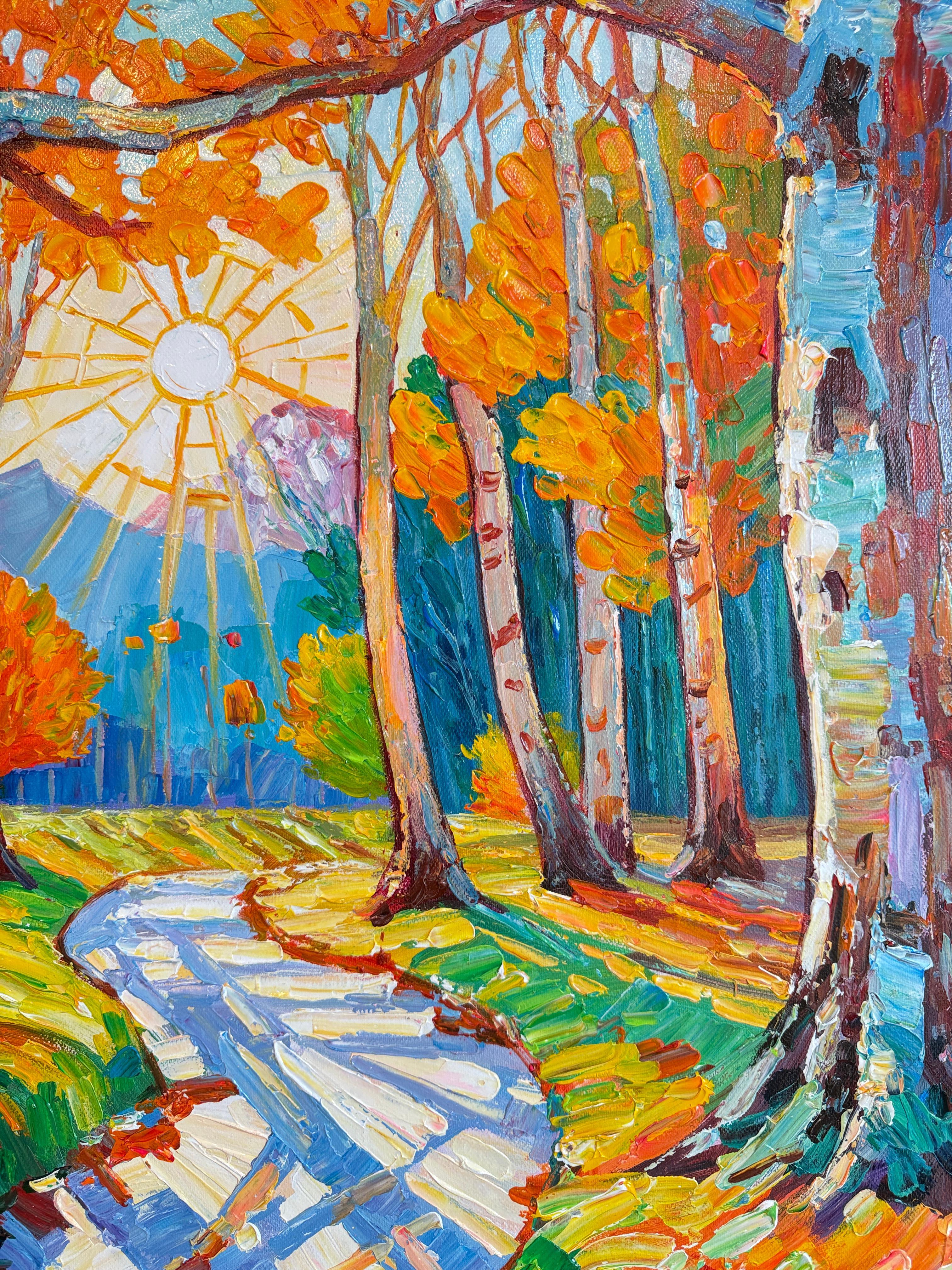 Ein Kuss des Sonnenlichts von K.Husslein Impasto Botanik Pflanzenmalerei (Braun), Landscape Painting, von Katharina Husslein