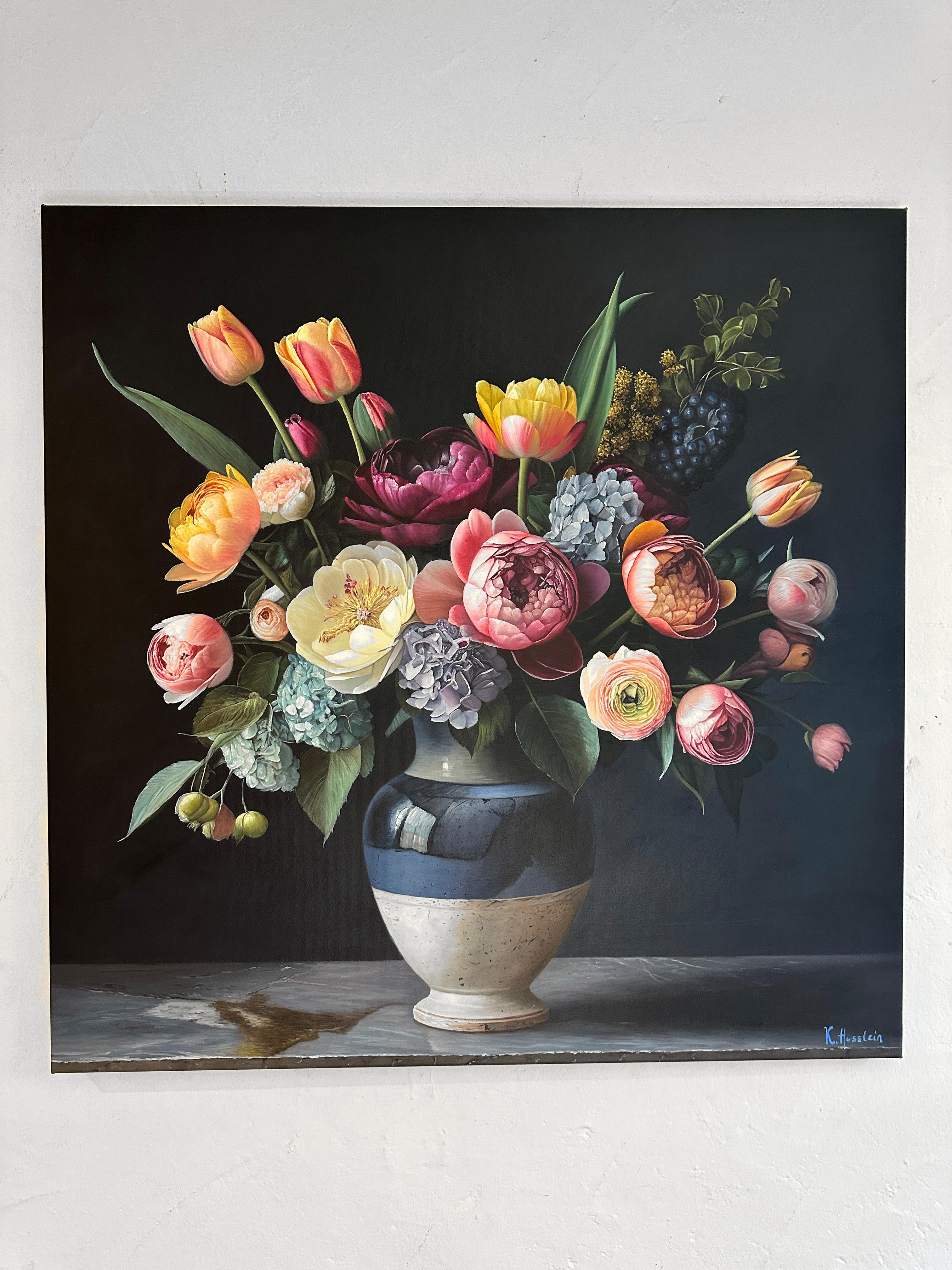 Un'unica anima che abita due corpi di K.K. Natura morta iperrealista - Painting di Katharina Husslein