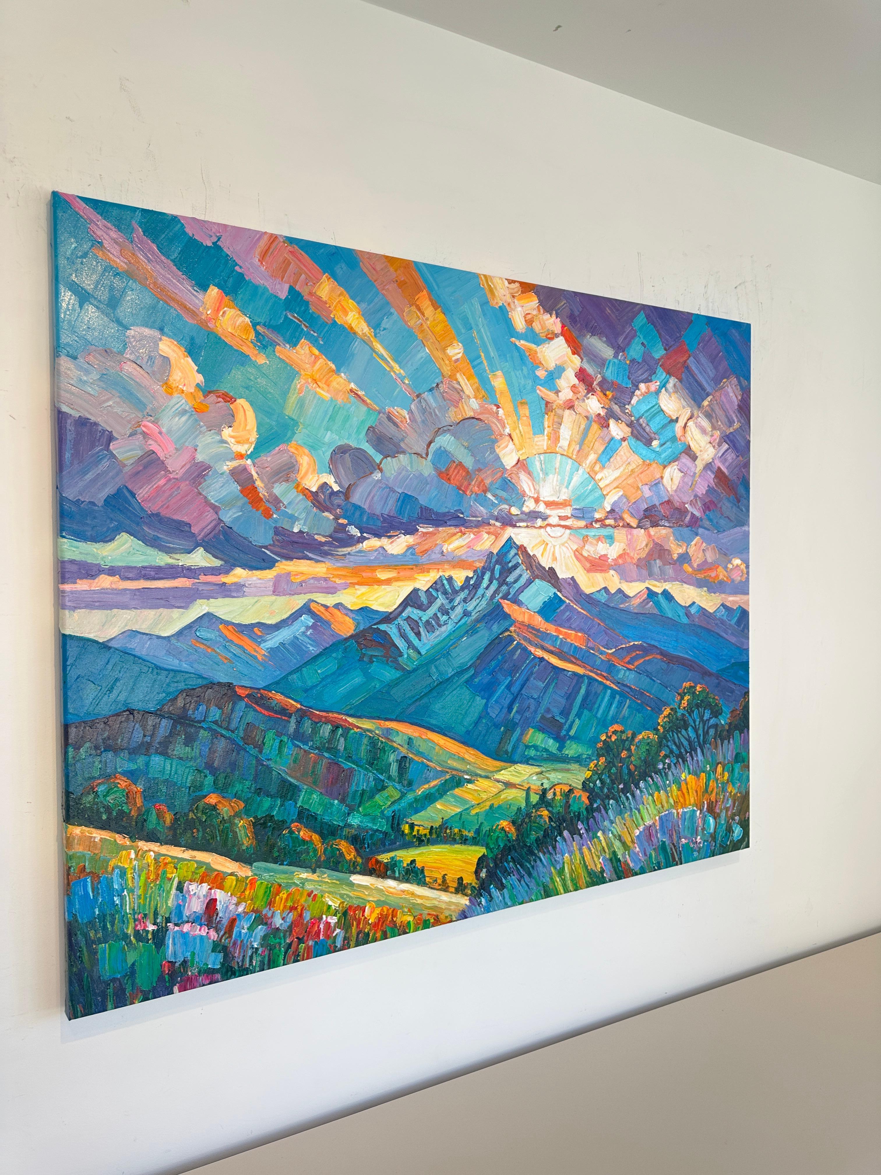 Ain't no Mountain high enough von K. Husslein Impasto Landscape Mountain Gemälde im Angebot 1