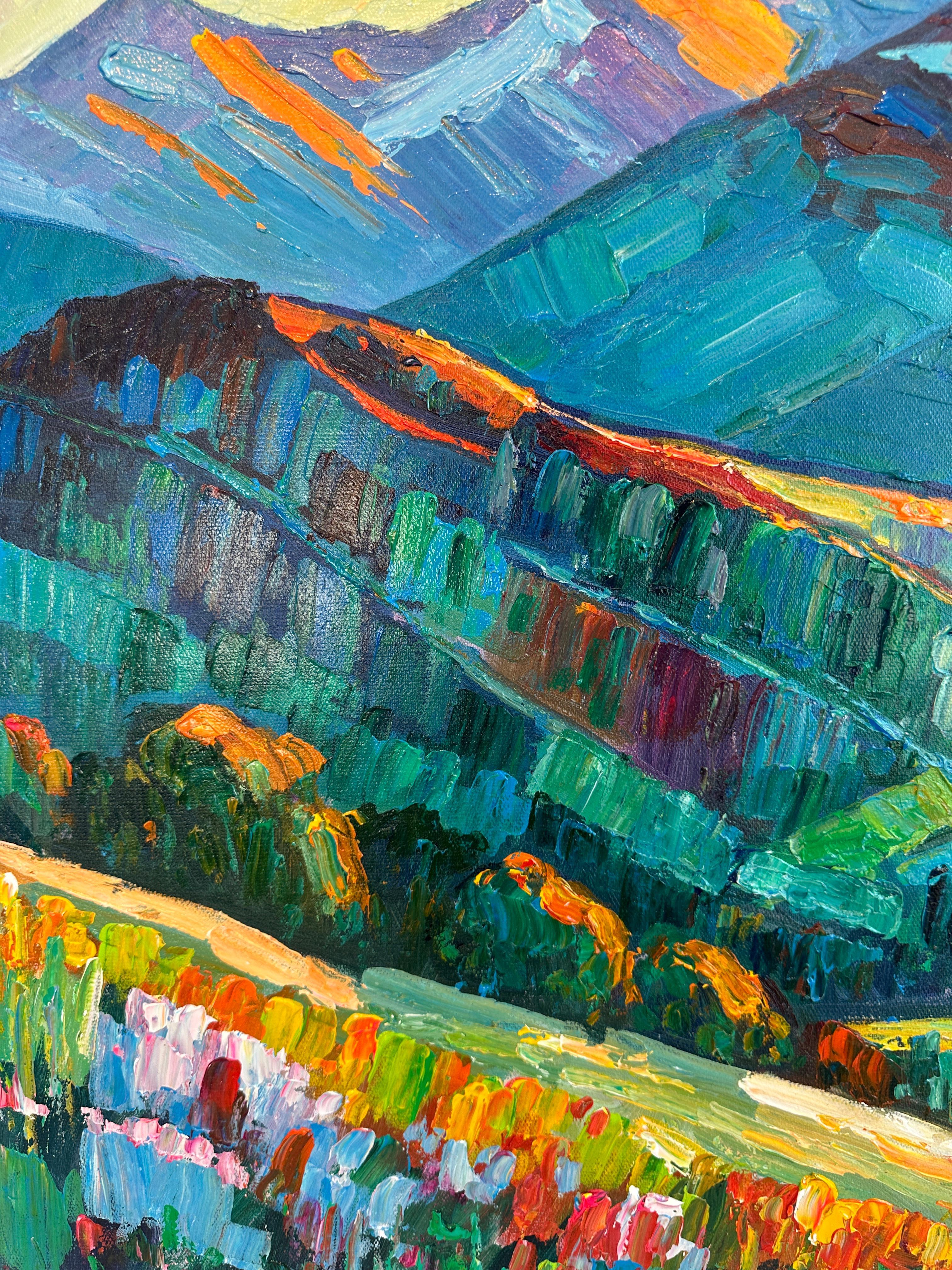 Ain't no Mountain high enough von K. Husslein Impasto Landscape Mountain Gemälde im Angebot 3