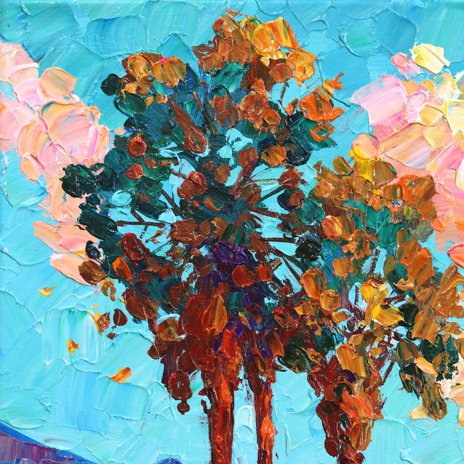 A lo largo de las carreteras secundarias - Pintura al óleo de paisajes montañosos desérticos con texturas vibrantes - Painting Fotorrealista de Katharina Husslein