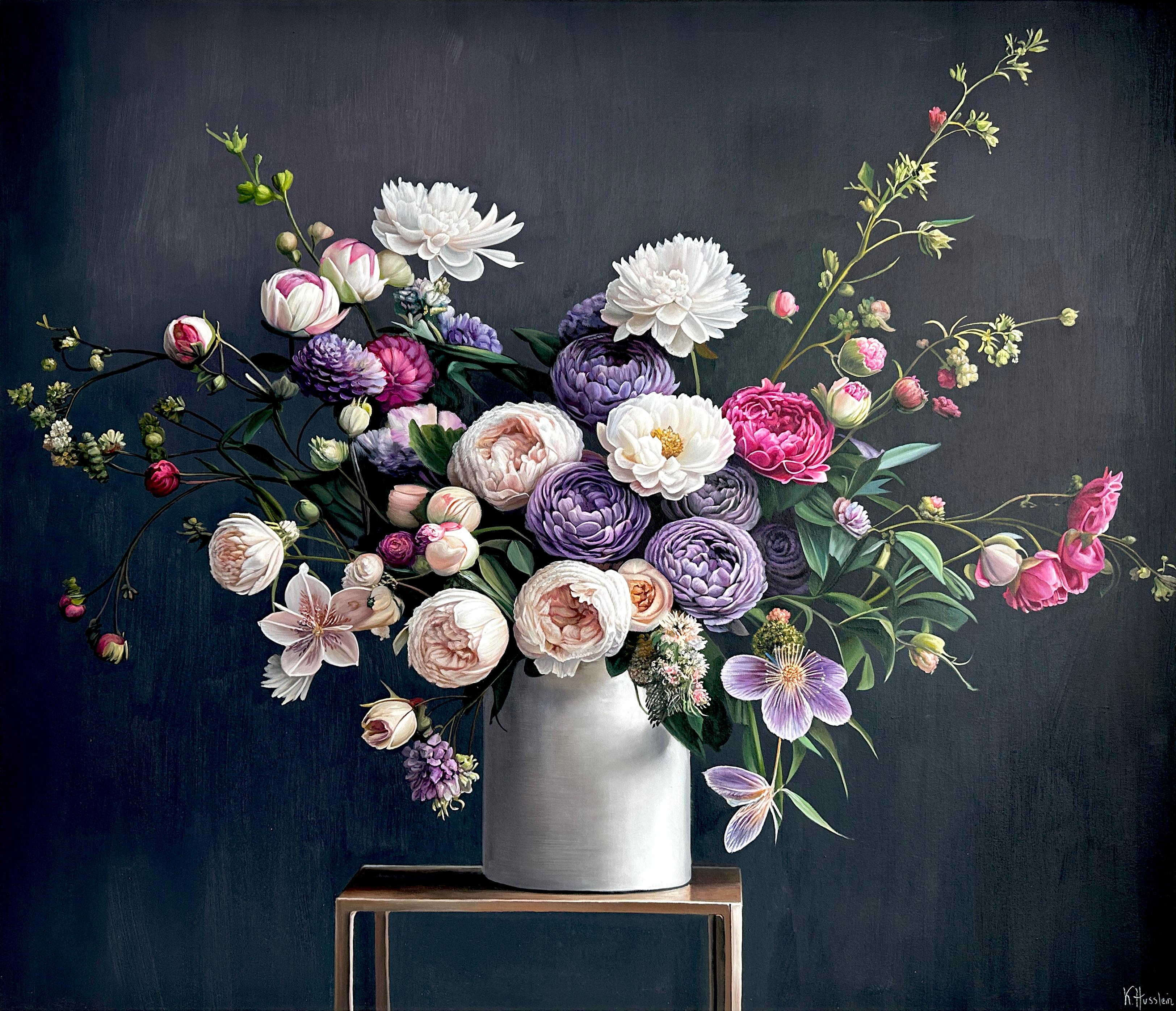 Katharina Husslein Landscape Painting - And Round Our Souls Entwine by K Husslein Botanical Hyperrealistic Still life 