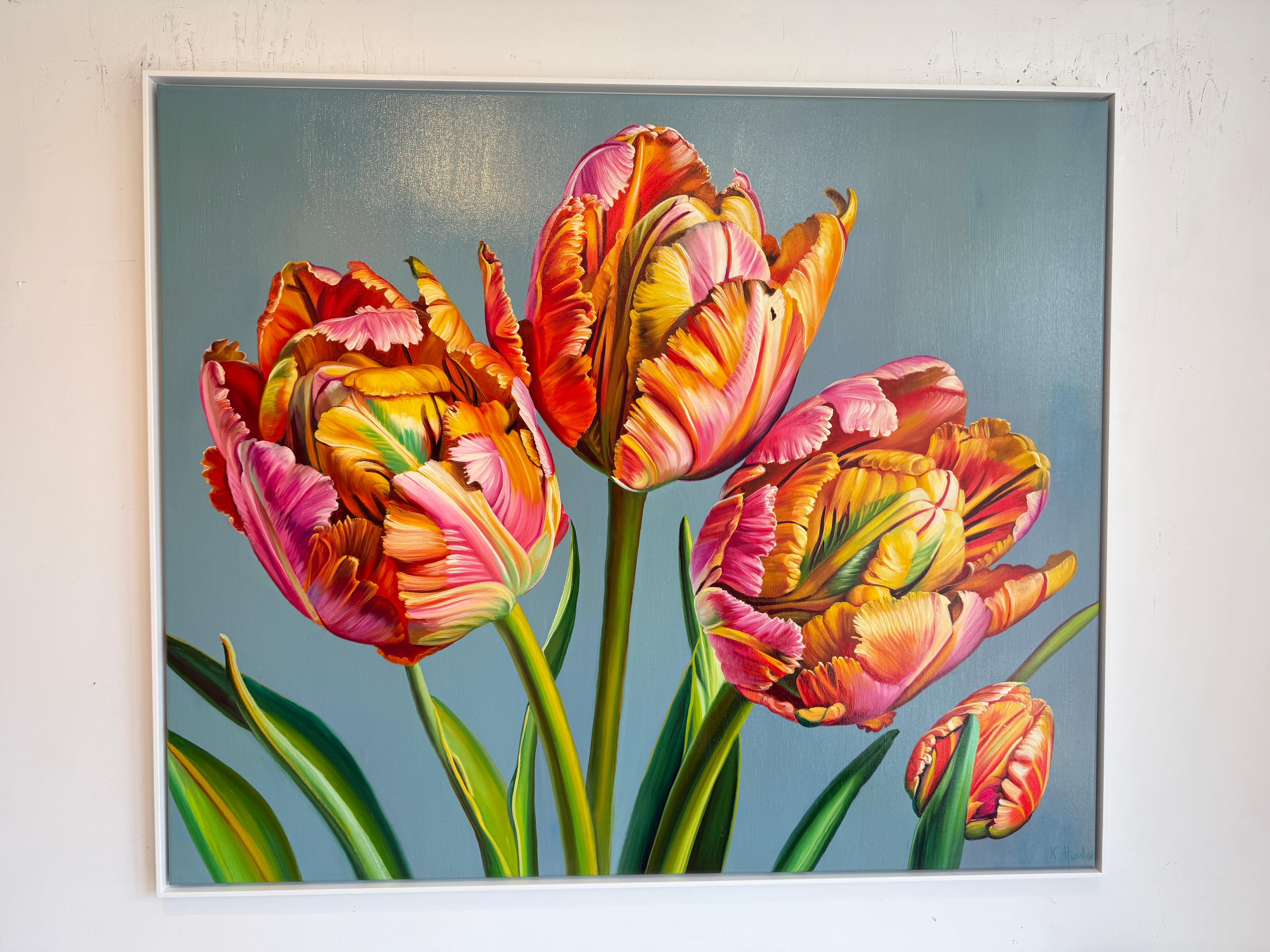 Et ne dites pas que vous ne pouvez diriger le cours de l'amour - K Husslein Flower Still life - Marron Landscape Painting par Katharina Husslein
