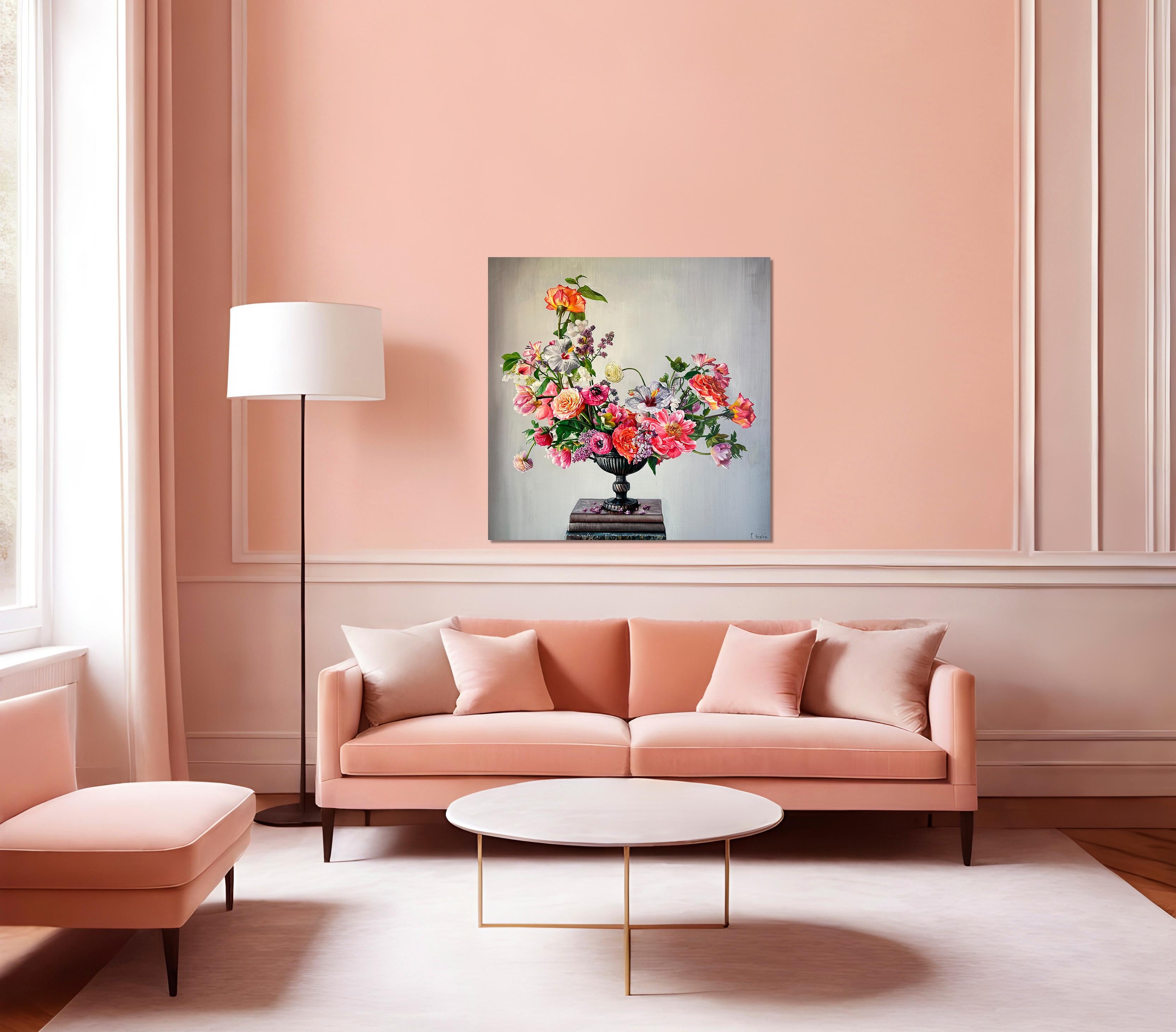 Anything in Heaven or Earth di K.K. Natura morta iperrealistica - Landscape Painting Grigio di Katharina Husslein