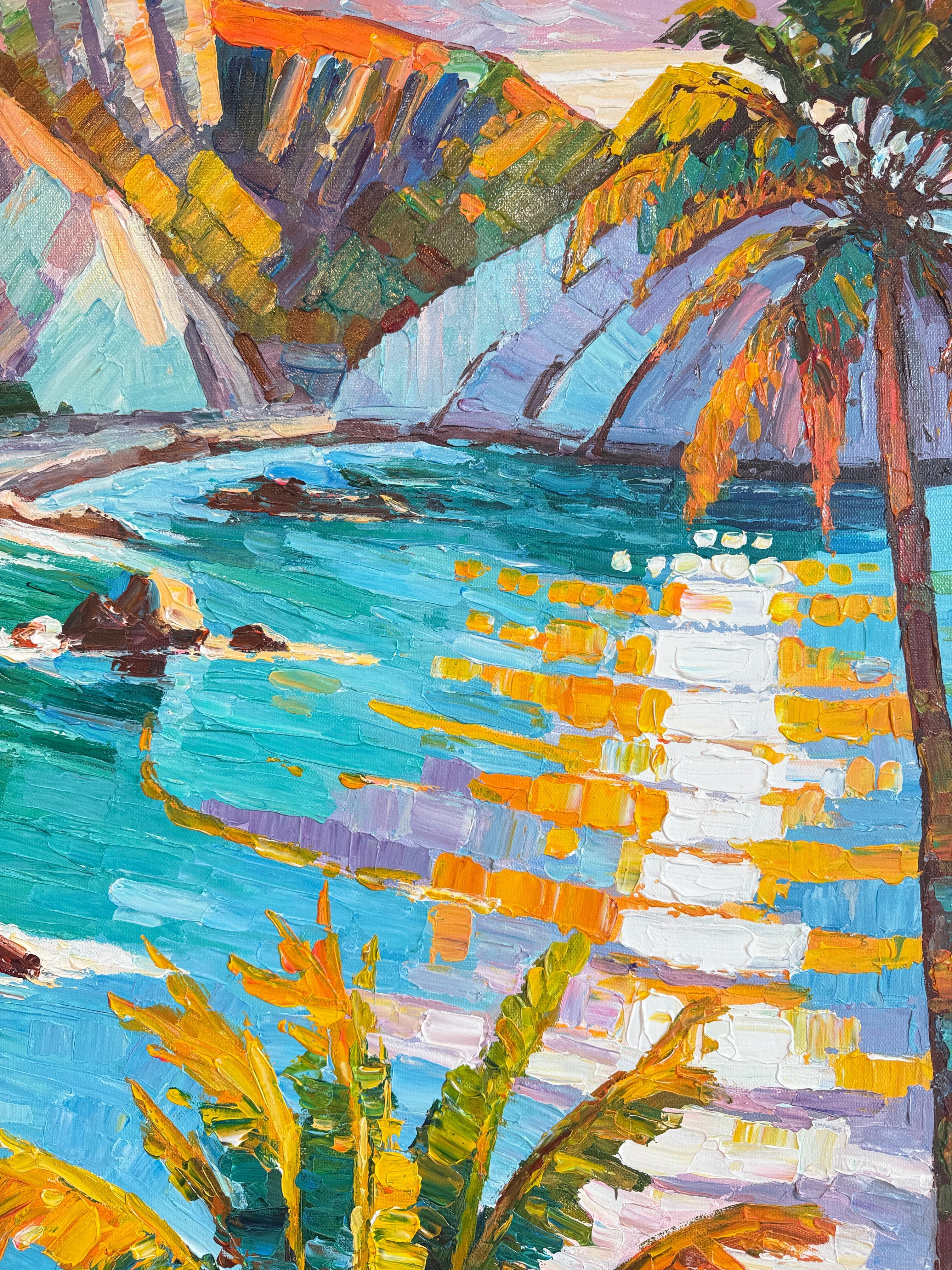 Beneath the Endless Sun by K.Husslein Impasto Landscape oil Painting For Sale 9