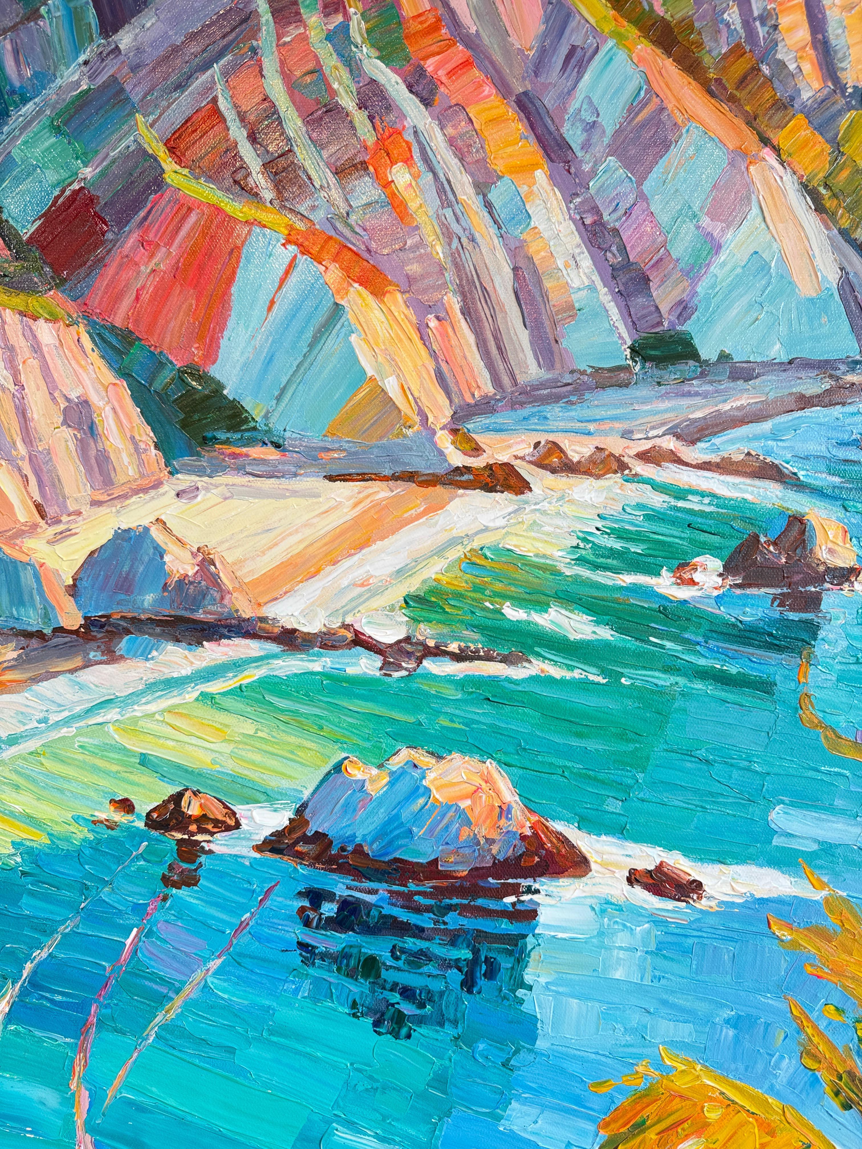 Beneath the Endless Sun by K.Husslein Impasto Landscape oil Painting For Sale 11