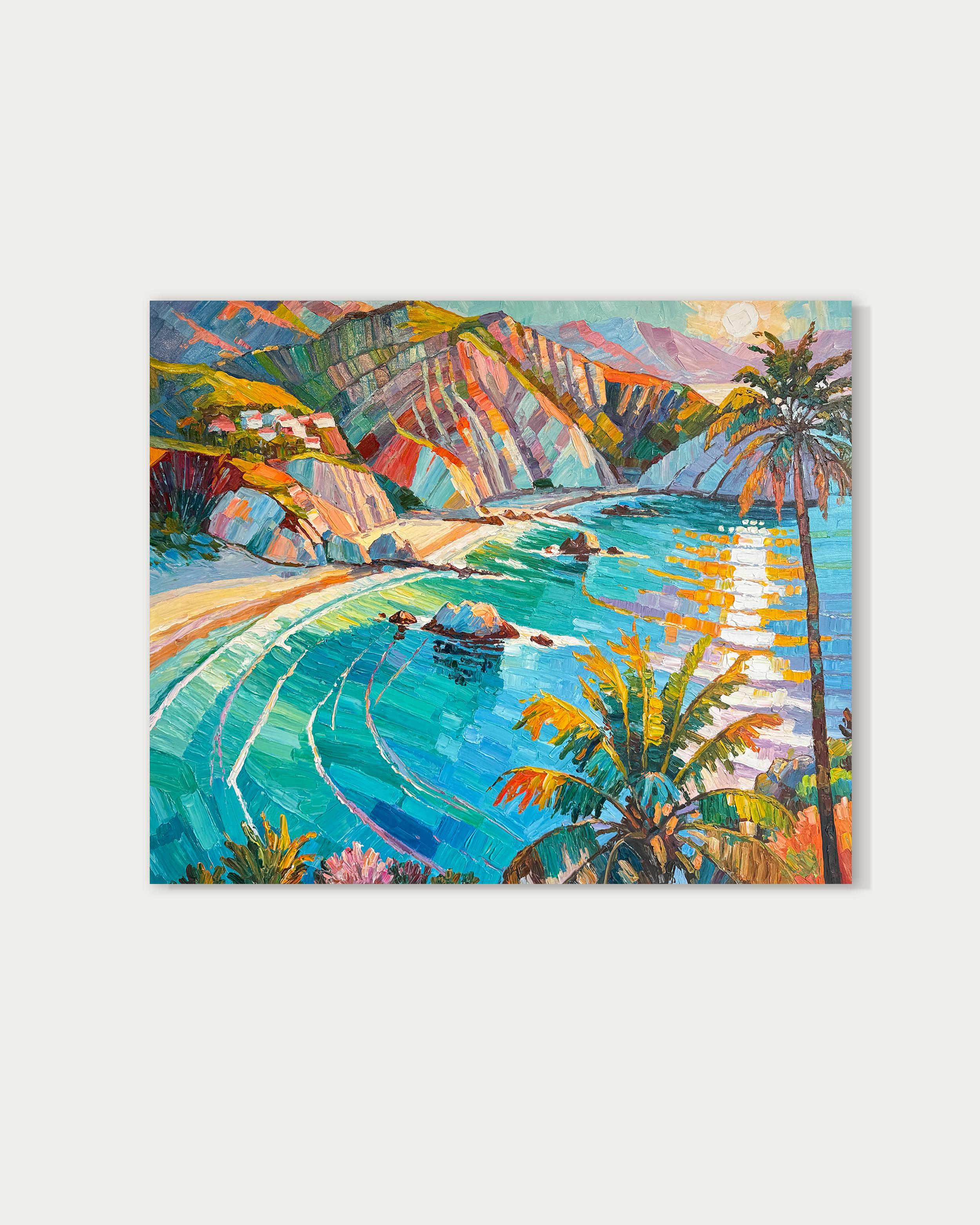 Beneath the Endless Sun by K.Husslein Impasto Landscape oil Painting For Sale 1