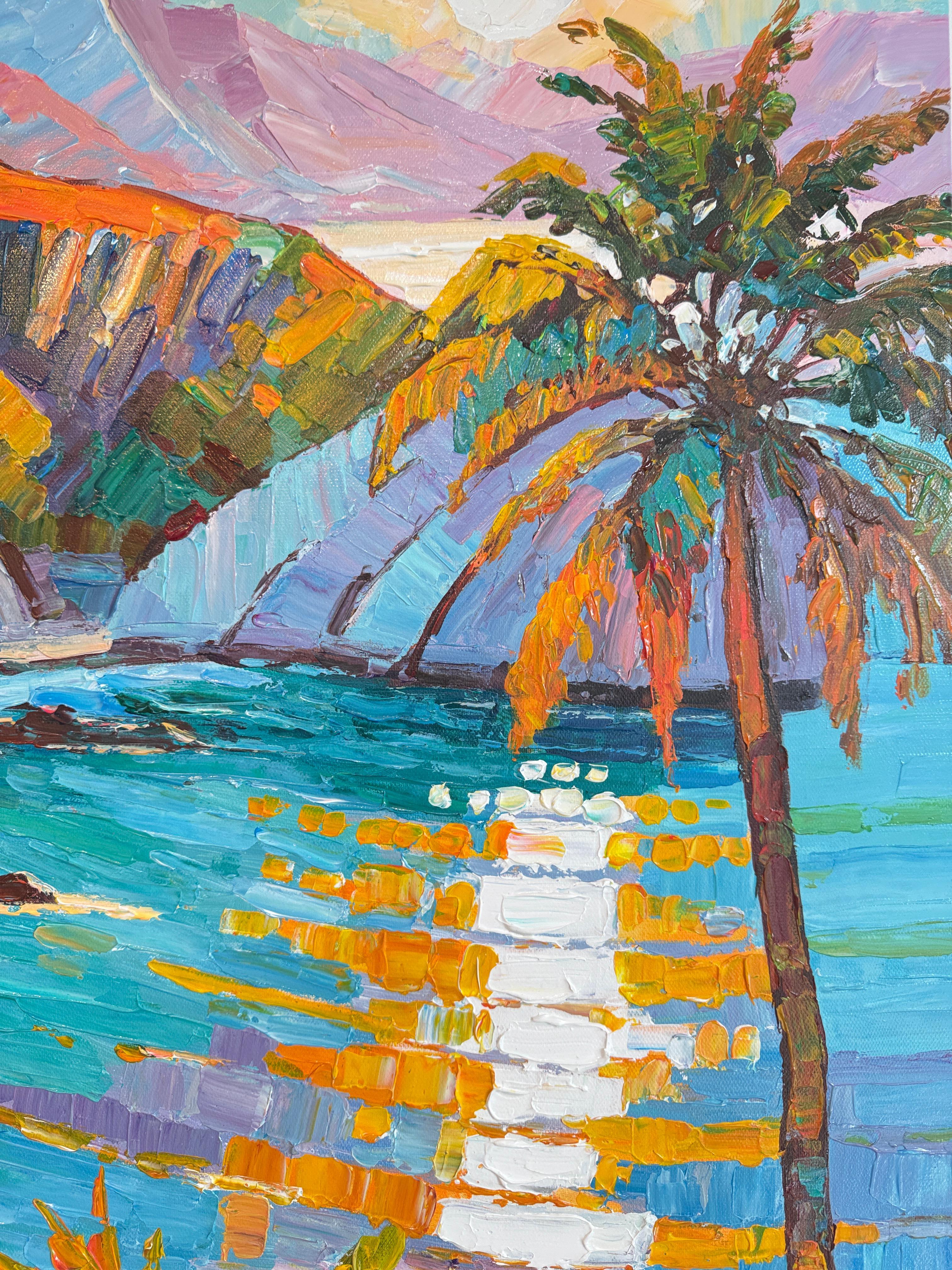 Beneath the Endless Sun by K.Husslein Impasto Landscape oil Painting For Sale 3