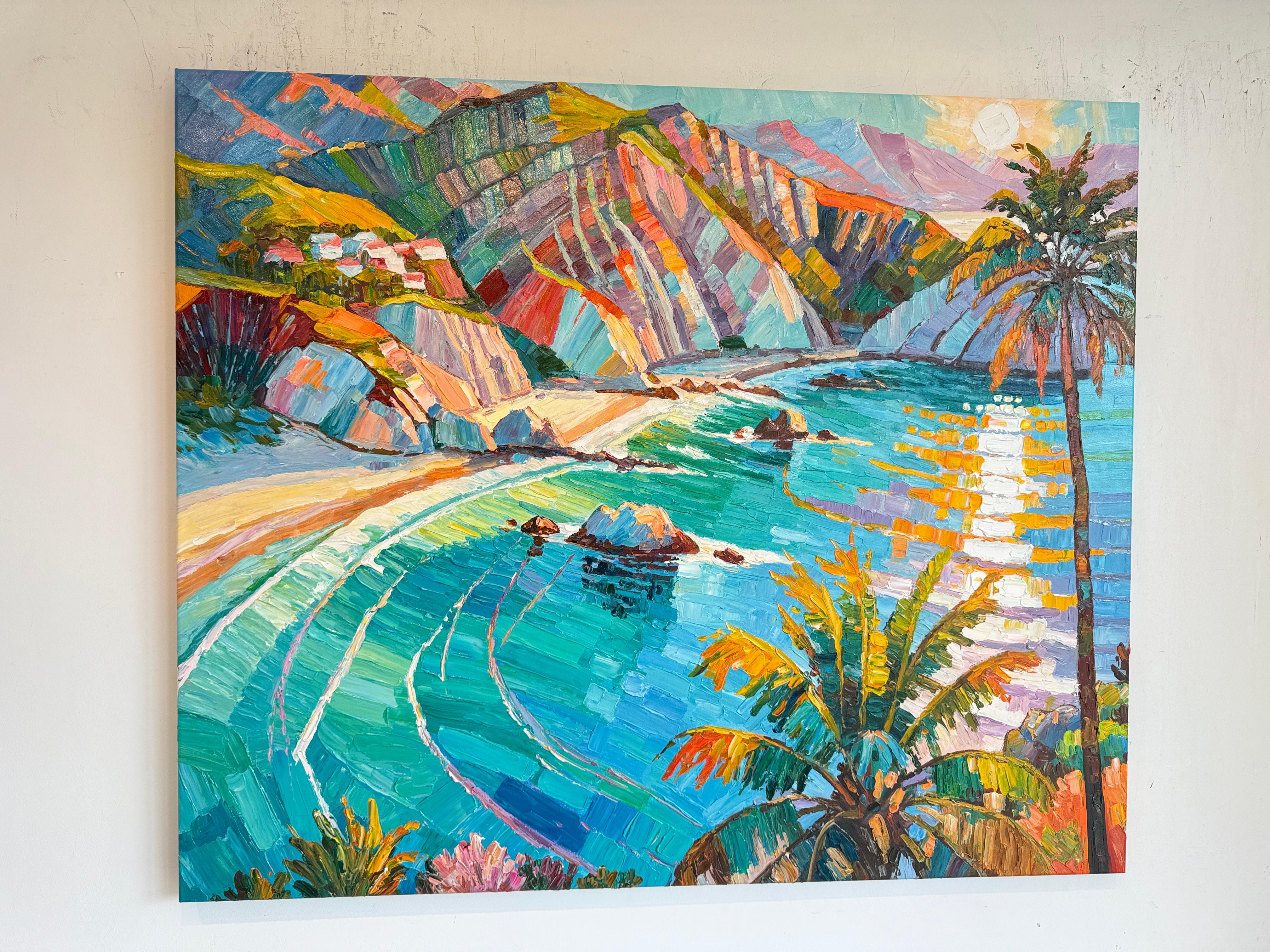 Beneath the Endless Sun by K.Husslein Impasto Landscape oil Painting For Sale 7