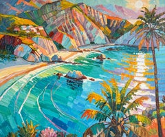 Bajo el sol infinito de K.Husslein Pintura al óleo de paisajes al Impasto