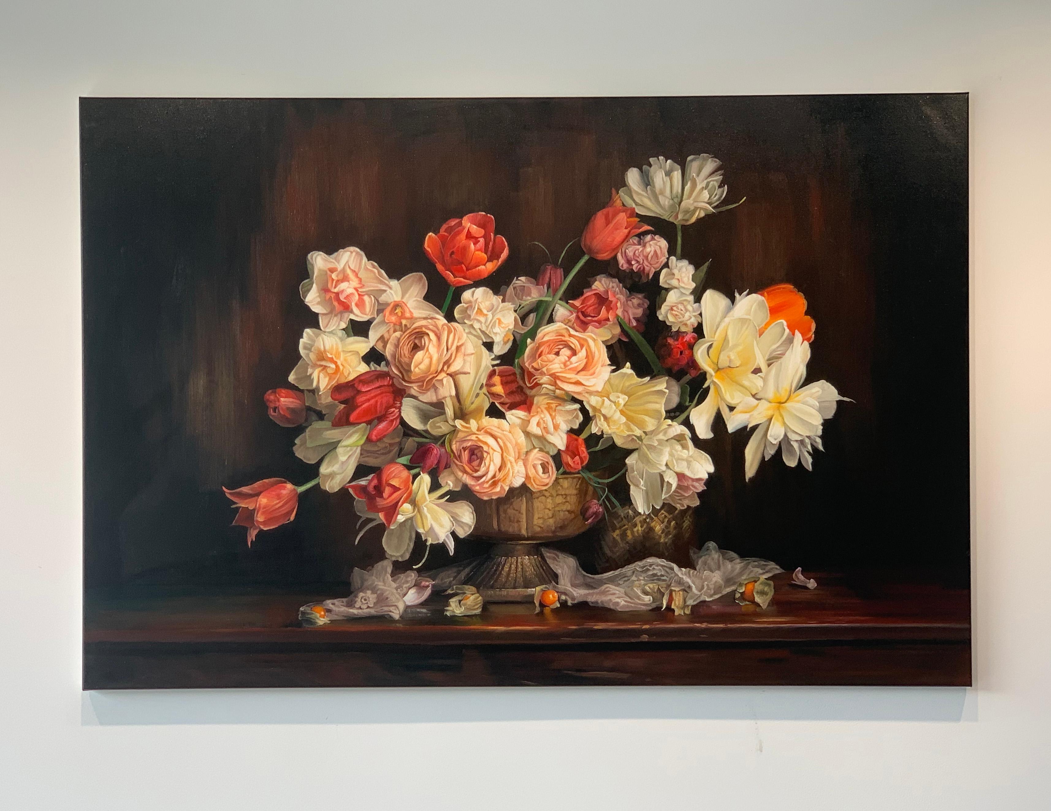 Born to Love by Katharina Husslein Contemporary Flower Still life Oil Painting 1