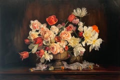„Born to Love“ von Katharina Husslein Zeitgenössisches Blumenstillleben, Ölgemälde