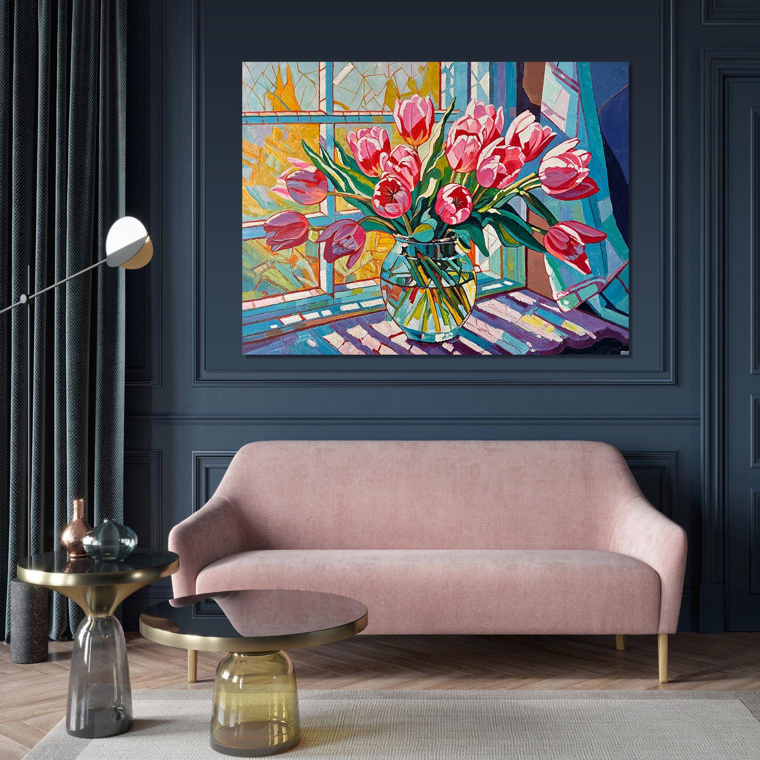 Catching Fire in the Sunlight von K. Husslein Impasto-Blumengemälde im Angebot 1