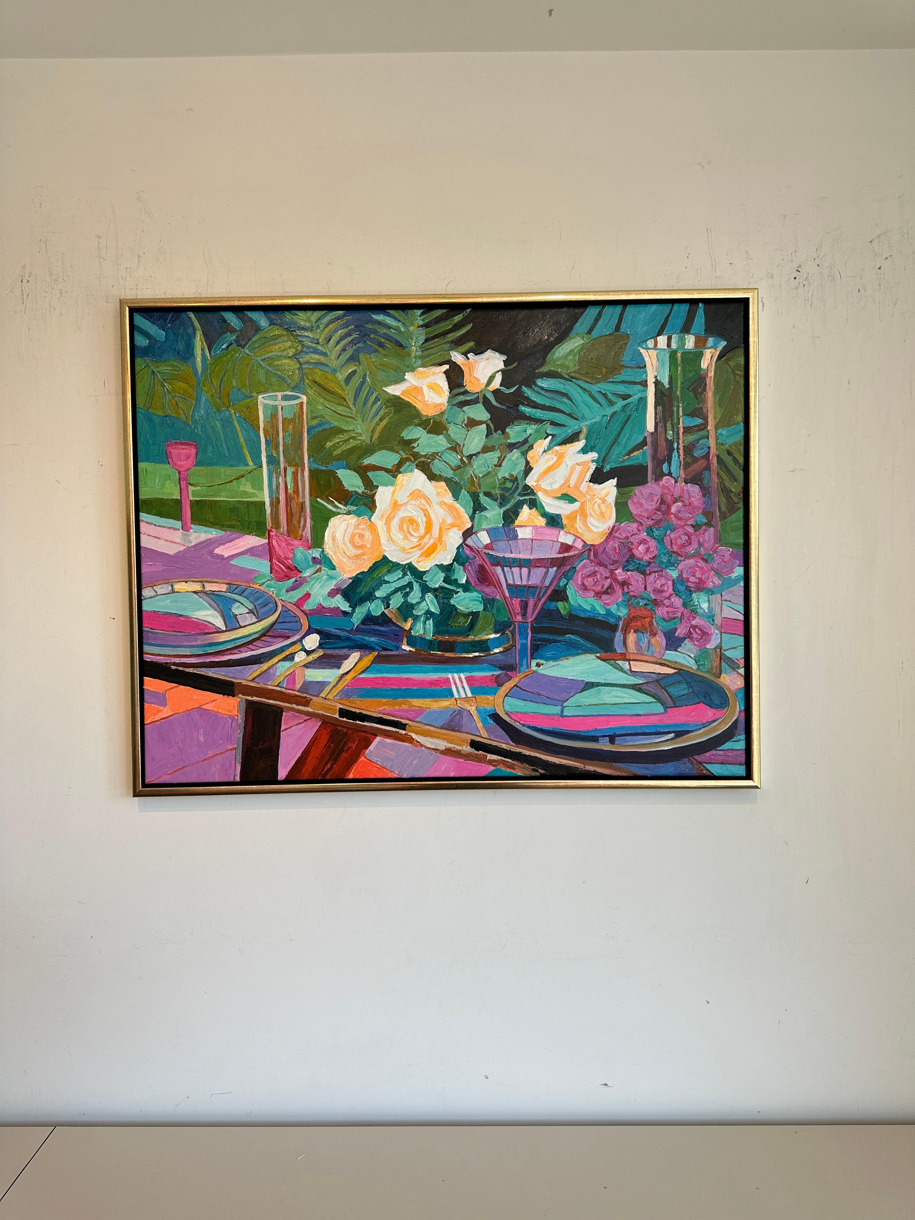 Cócteles y Química por K.Husslein Impasto Flor Cena Comida Mesa Pintura en venta 5