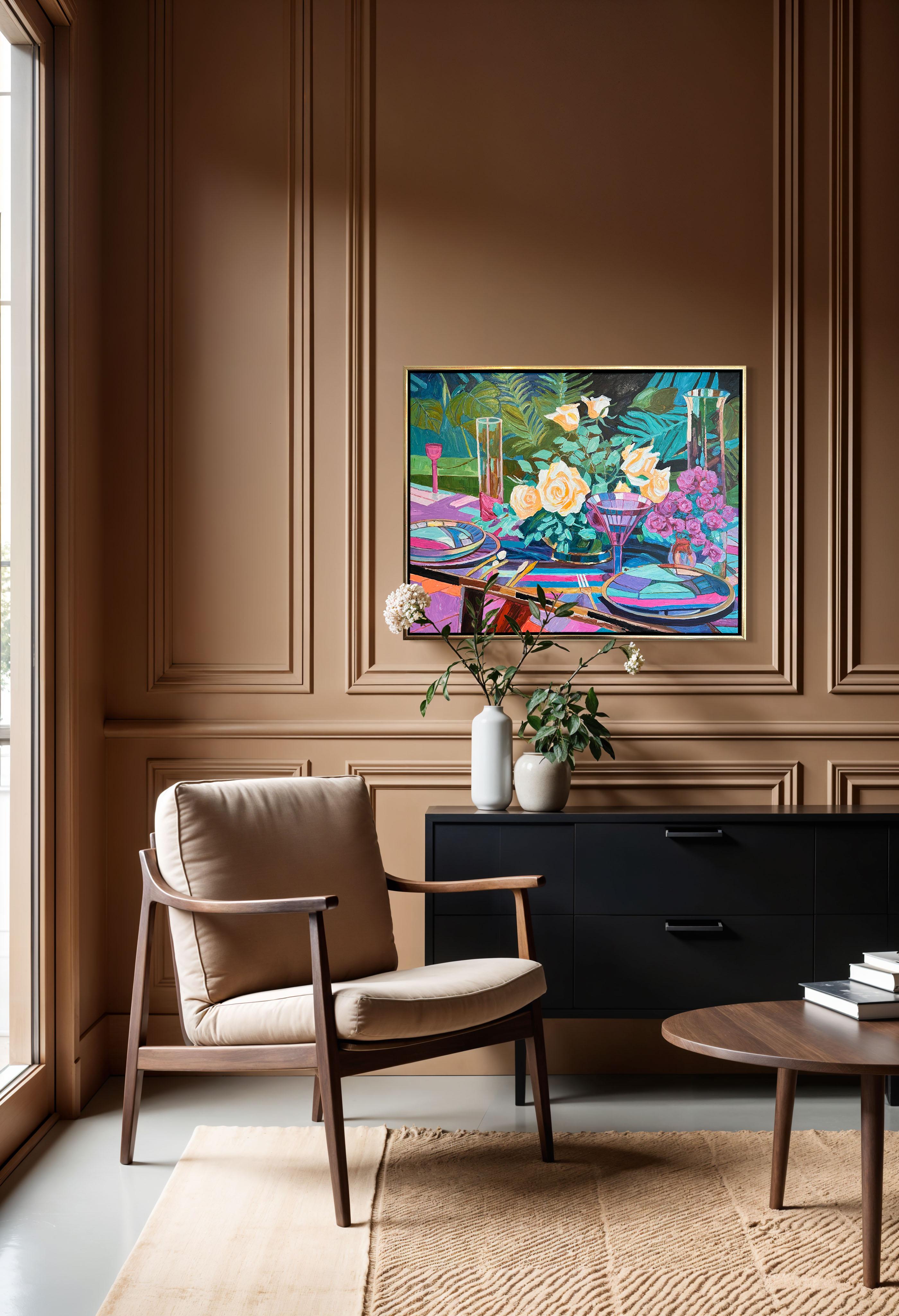 Cócteles y Química por K.Husslein Impasto Flor Cena Comida Mesa Pintura en venta 6