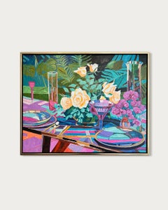 Cocktails and Chemistry by K.Husslein Impasto Flower Dinner Food Table Painting