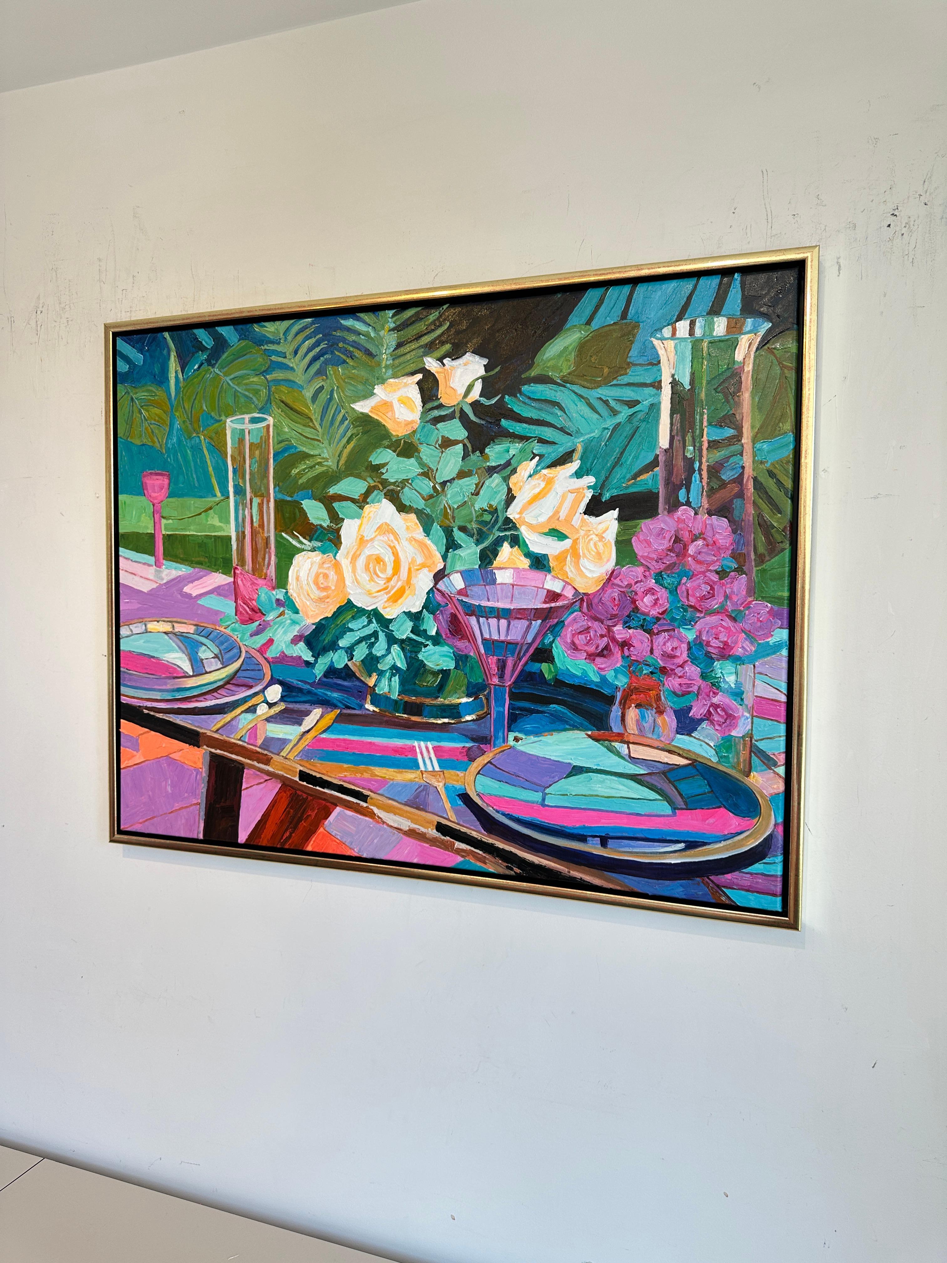 Cócteles y Química por K.Husslein Impasto Flor Cena Comida Mesa Pintura en venta 4