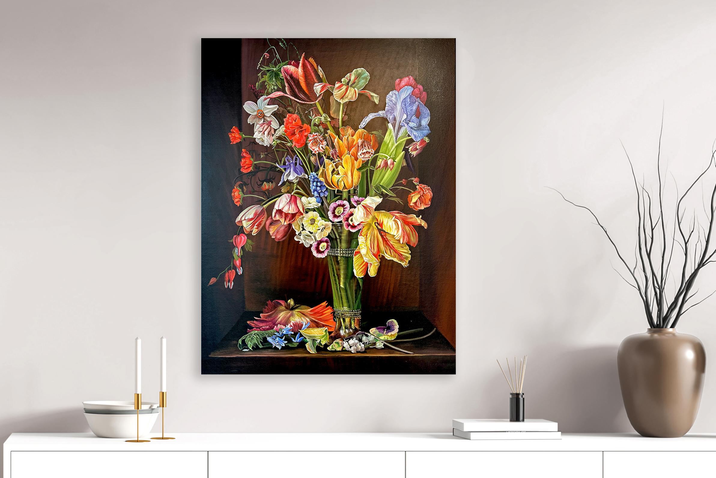Dancing Tulips by Katharina Husslein Flower Still life Oil Painting For Sale 8