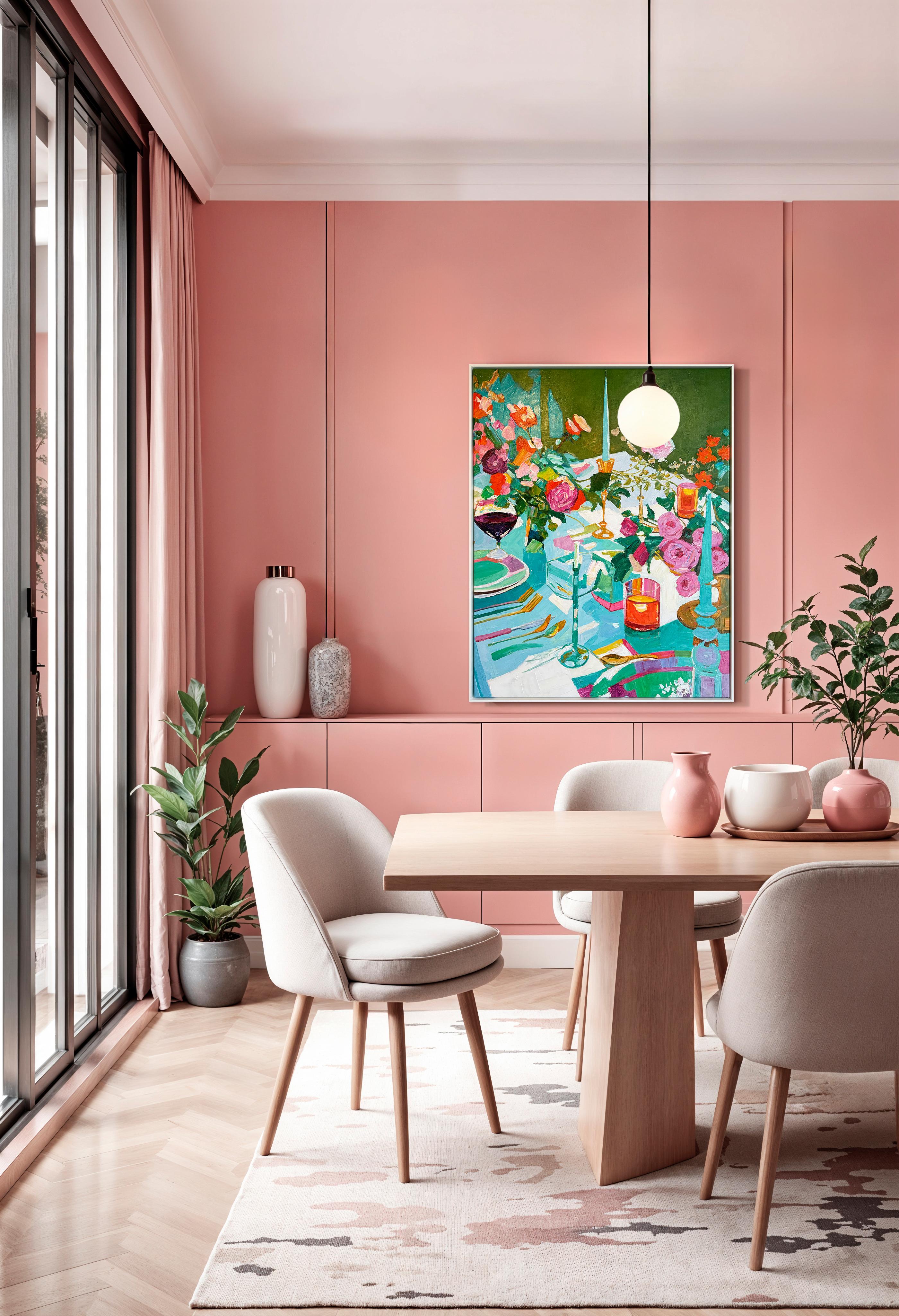 Cena con desiderio di K.K. Impasto Fiore Pittura per la tavola da pranzo in vendita 7
