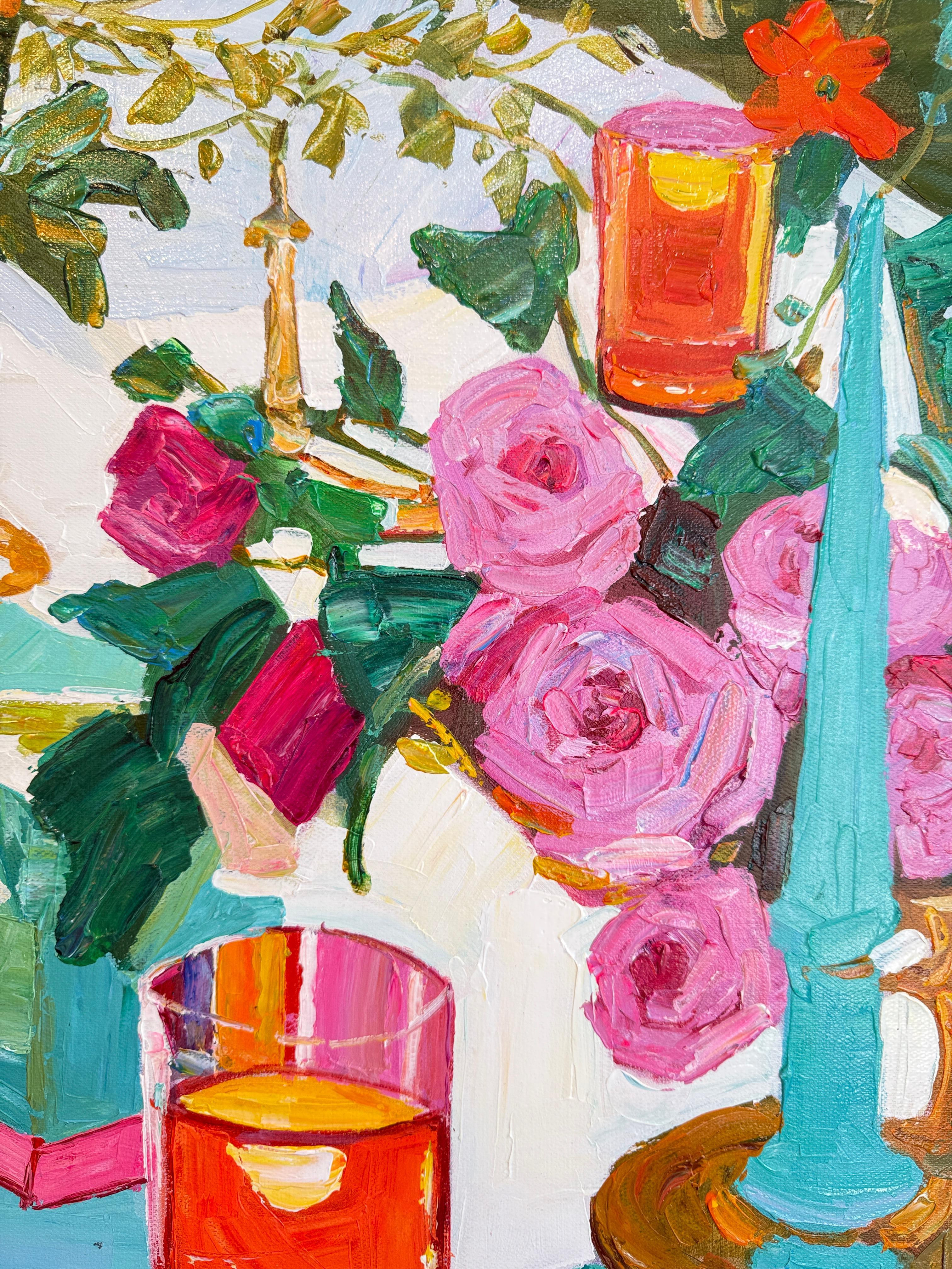 Cena con desiderio di K.K. Impasto Fiore Pittura per la tavola da pranzo in vendita 8