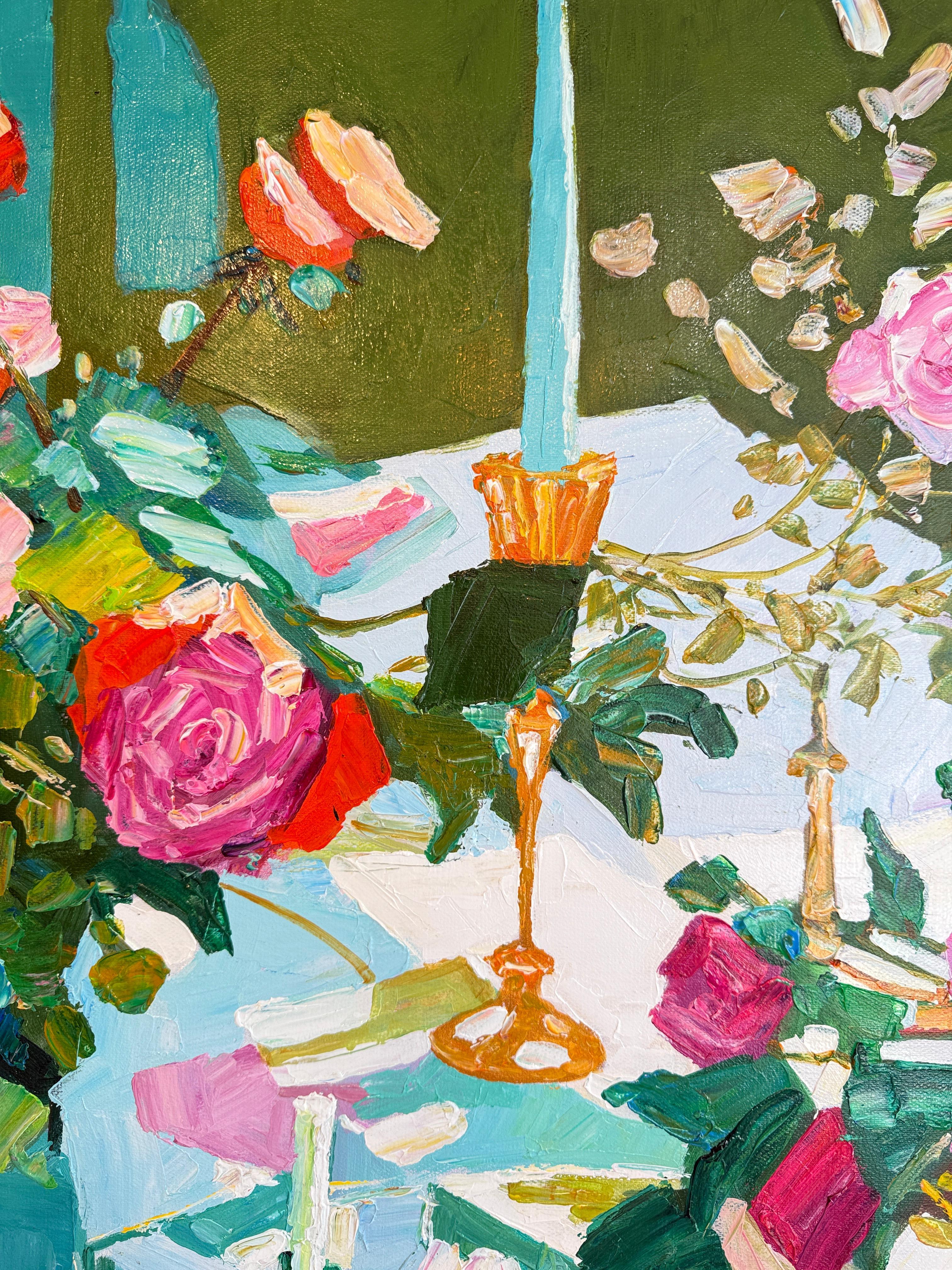 Cena con desiderio di K.K. Impasto Fiore Pittura per la tavola da pranzo in vendita 10